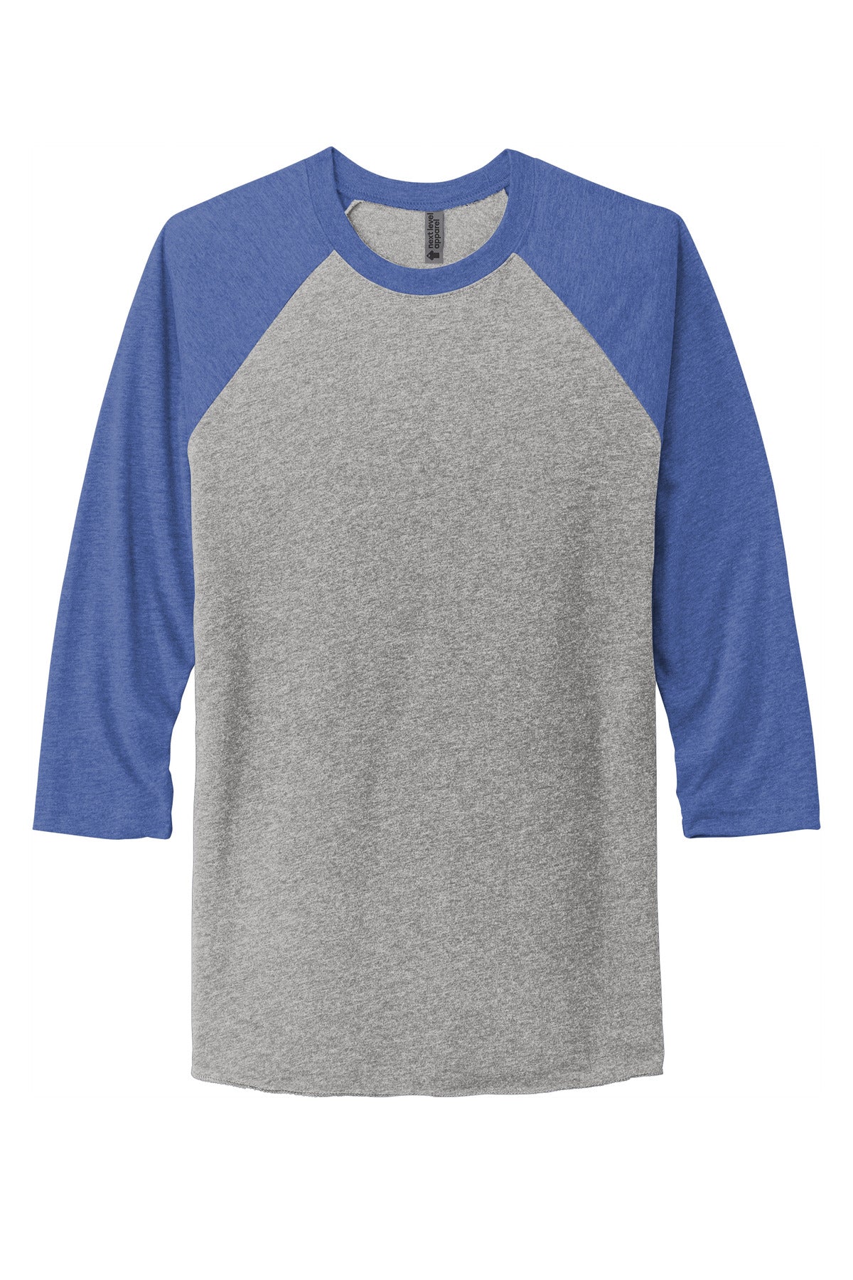 Next Level Apparel   Adult Tri-Blend 3/4-Sleeve Raglan Tee - VTG Royal/ Prem Hthr