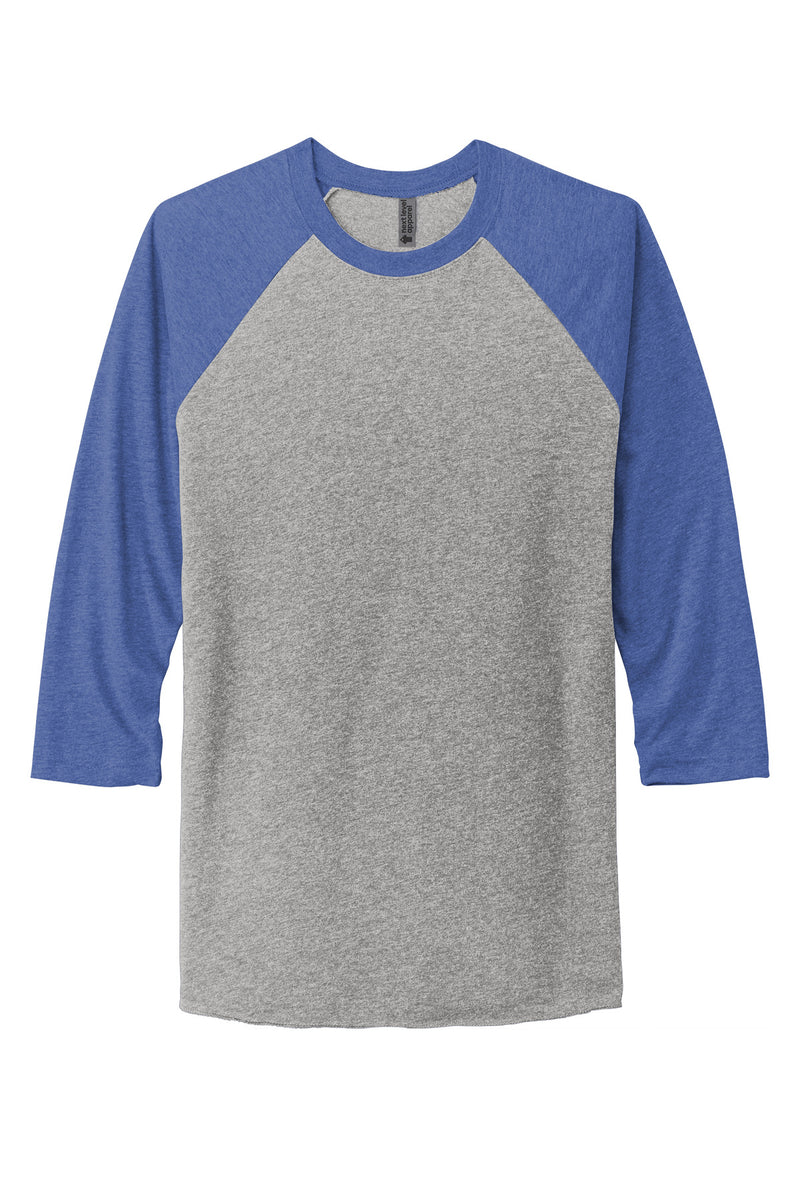 Next Level Apparel   Adult Tri-Blend 3/4-Sleeve Raglan Tee - VTG Royal/ Prem Hthr