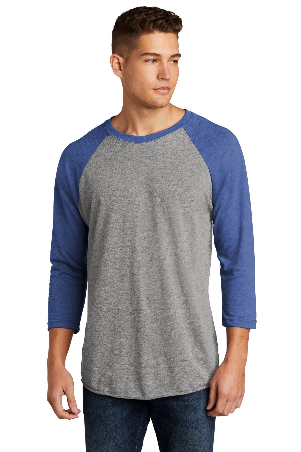 Next Level Apparel   Adult Tri-Blend 3/4-Sleeve Raglan Tee - VTG Royal/ Prem Hthr