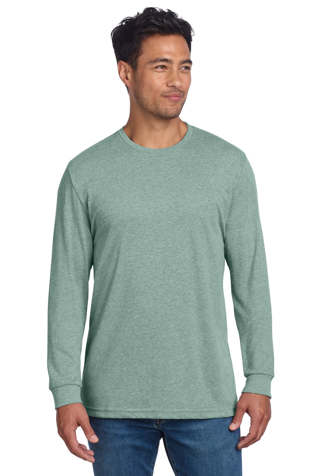 Next Level Apparel Adult CVC Long Sleeve Tee - Heather Seafoam