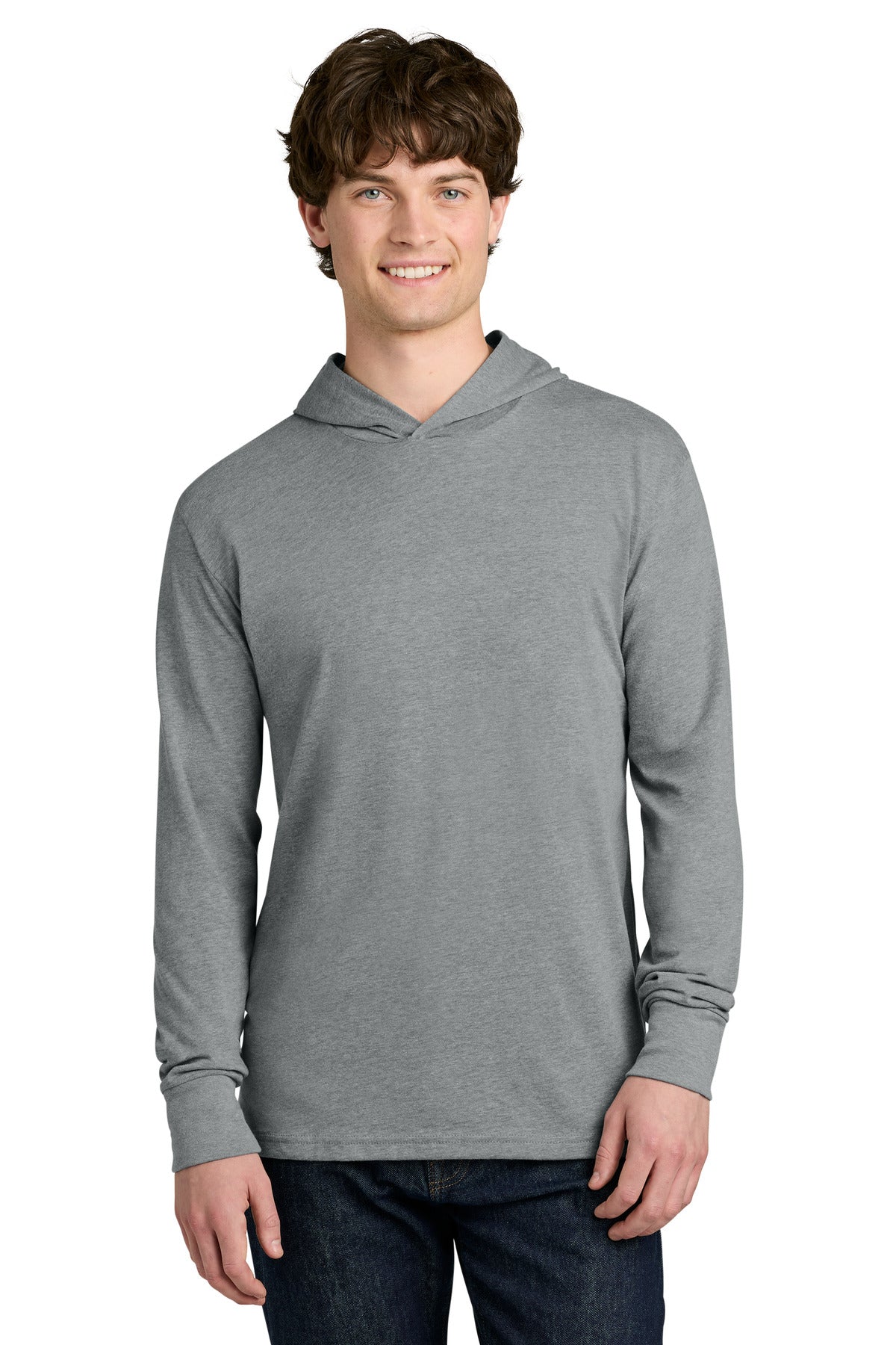 Next Level Apparel CVC Long Sleeve Hoodie - Dark Heather Gray