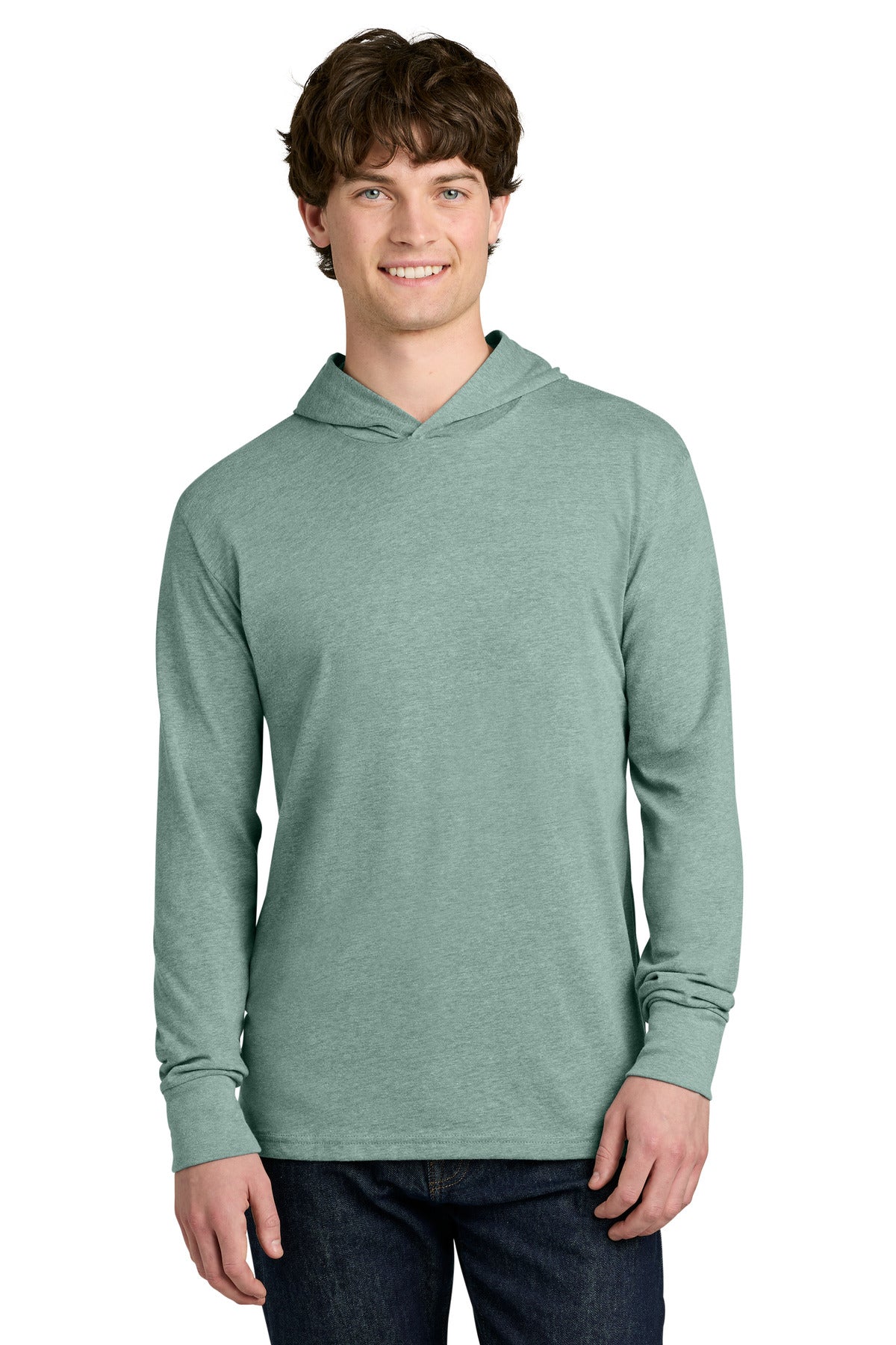 Next Level Apparel CVC Long Sleeve Hoodie - Heather Seafoam