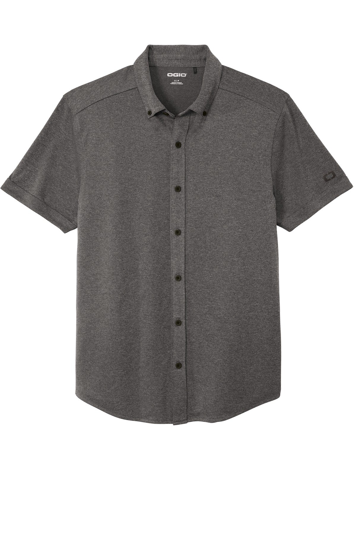 OGIO  Gravitate Full-Button Polo - Dark Heather Grey