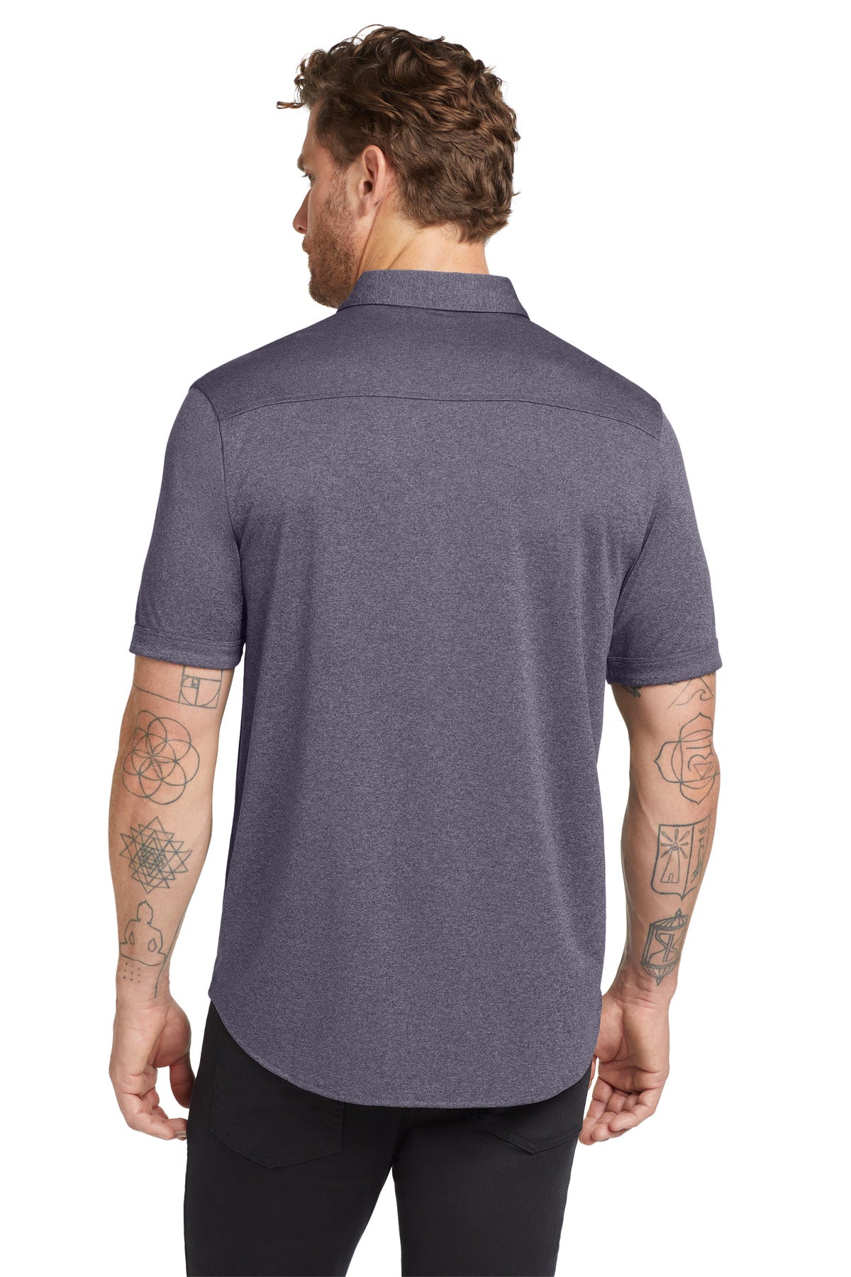 OGIO  Gravitate Full-Button Polo - Navy Heather