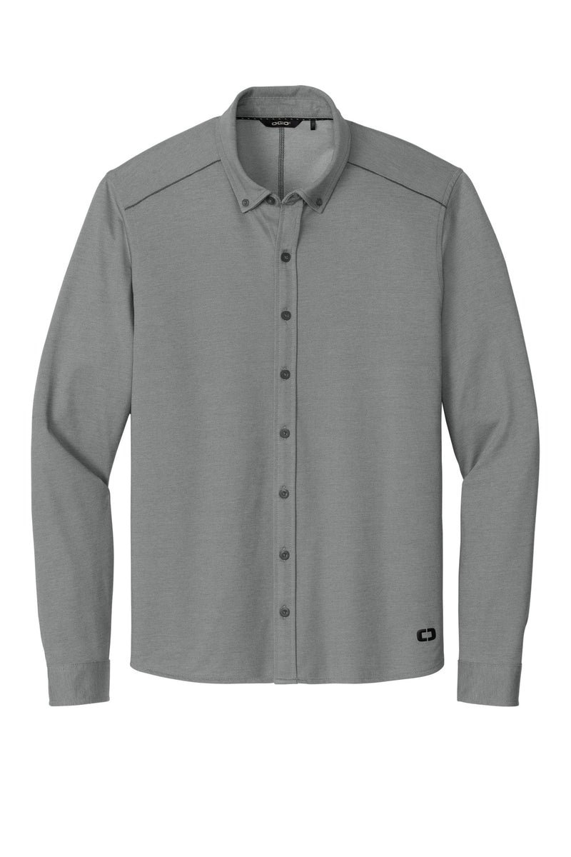 OGIO   Code Stretch Long Sleeve Button-Up - Tarmac Grey Heather