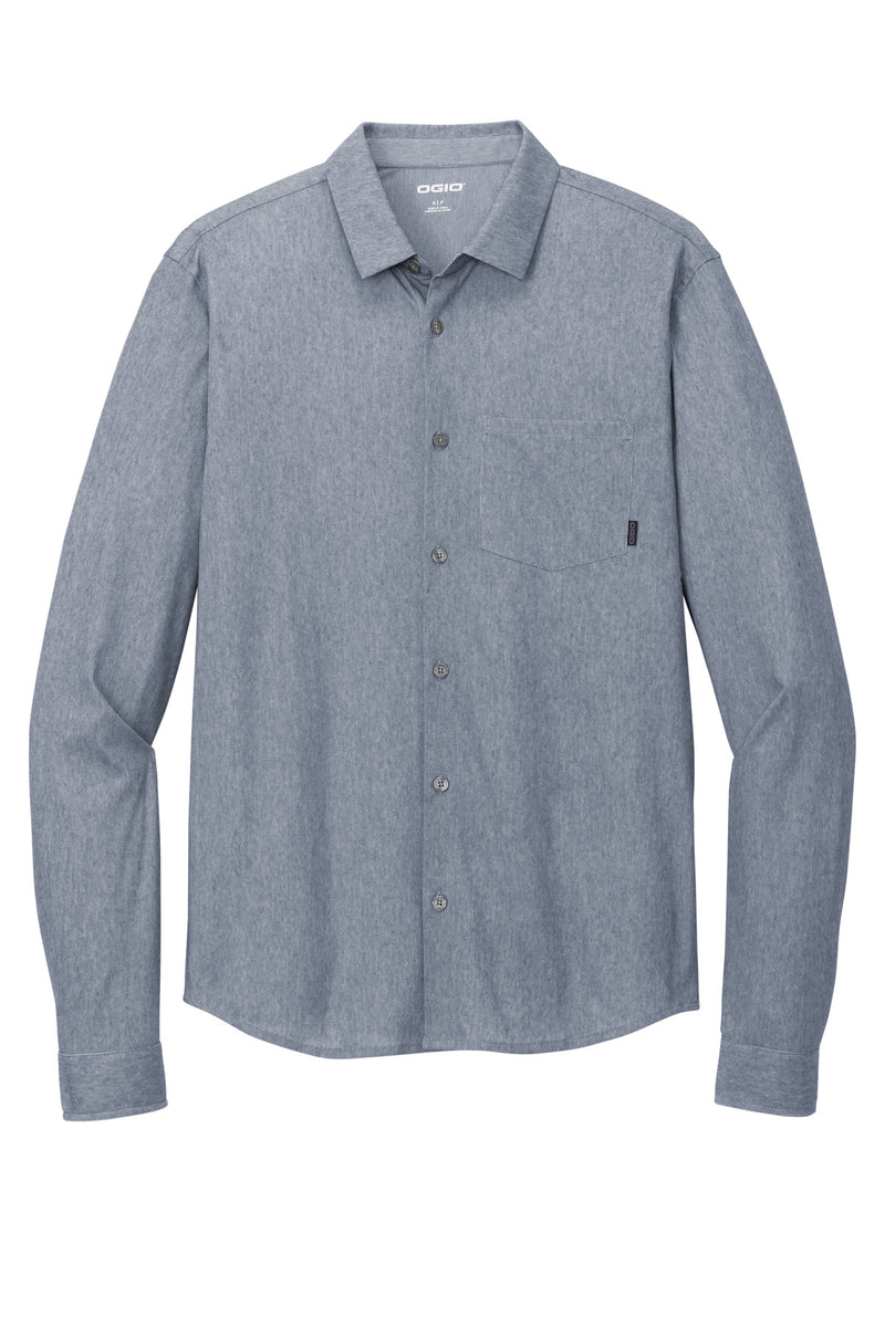OGIO Extend Long Sleeve Button-Up - Deep Blue Heather