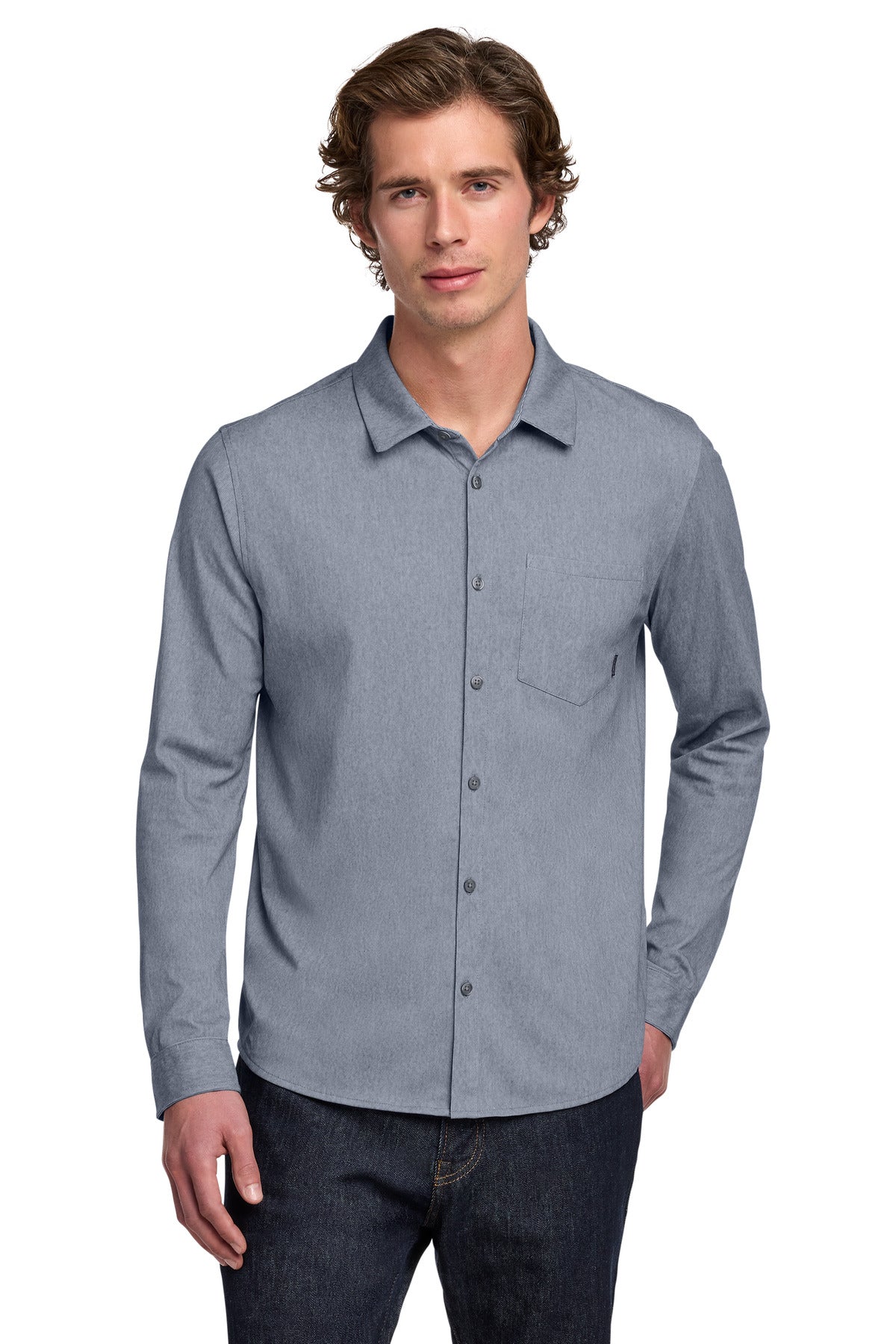 OGIO Extend Long Sleeve Button-Up - Deep Blue Heather