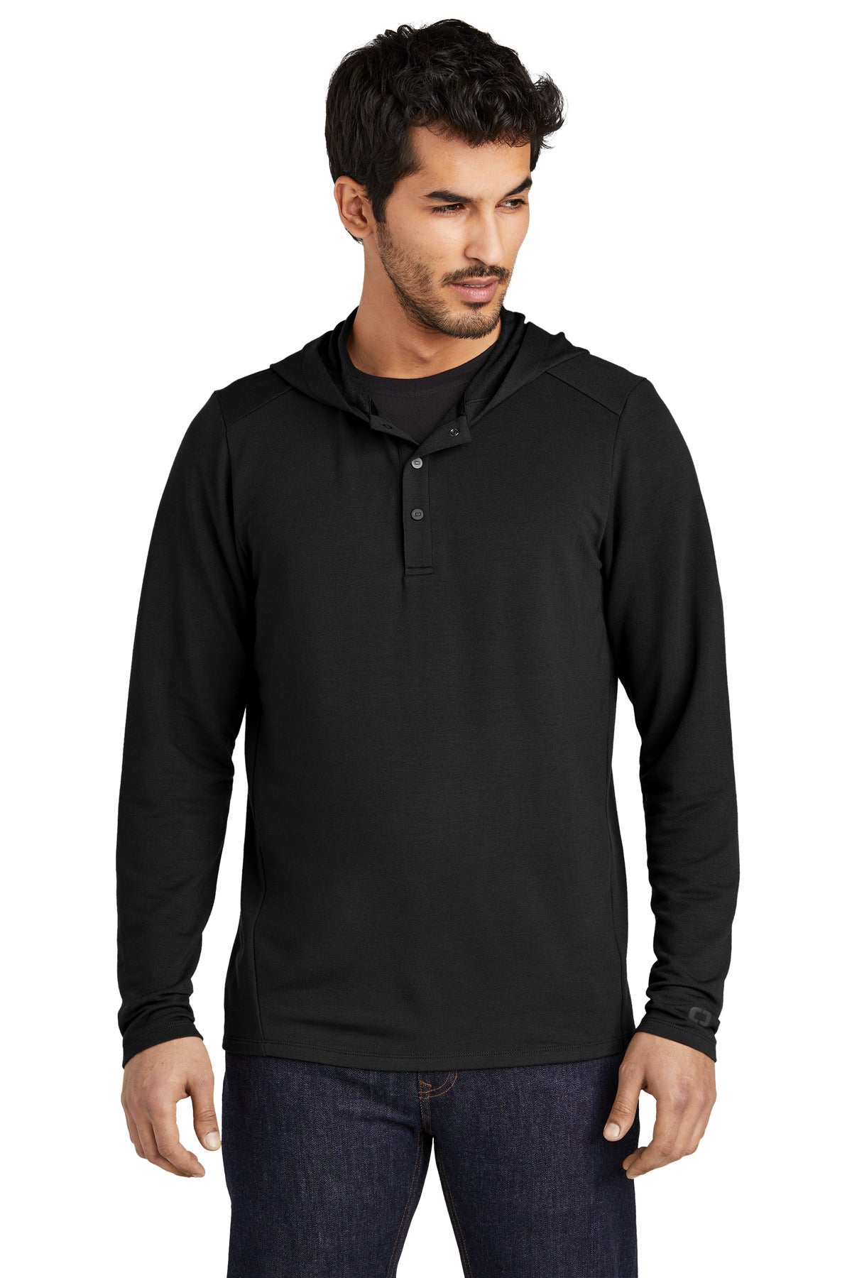 OGIO Luuma Flex Hooded Henley - Blacktop