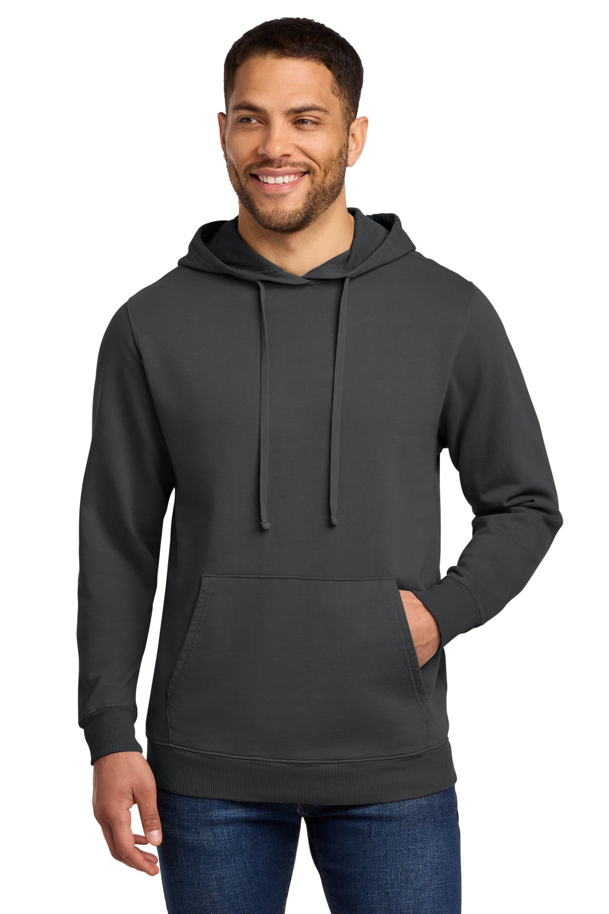 Port & Co Beach Wash Garment-Dyed Pullover Hooded Sweatshirt - Coal
