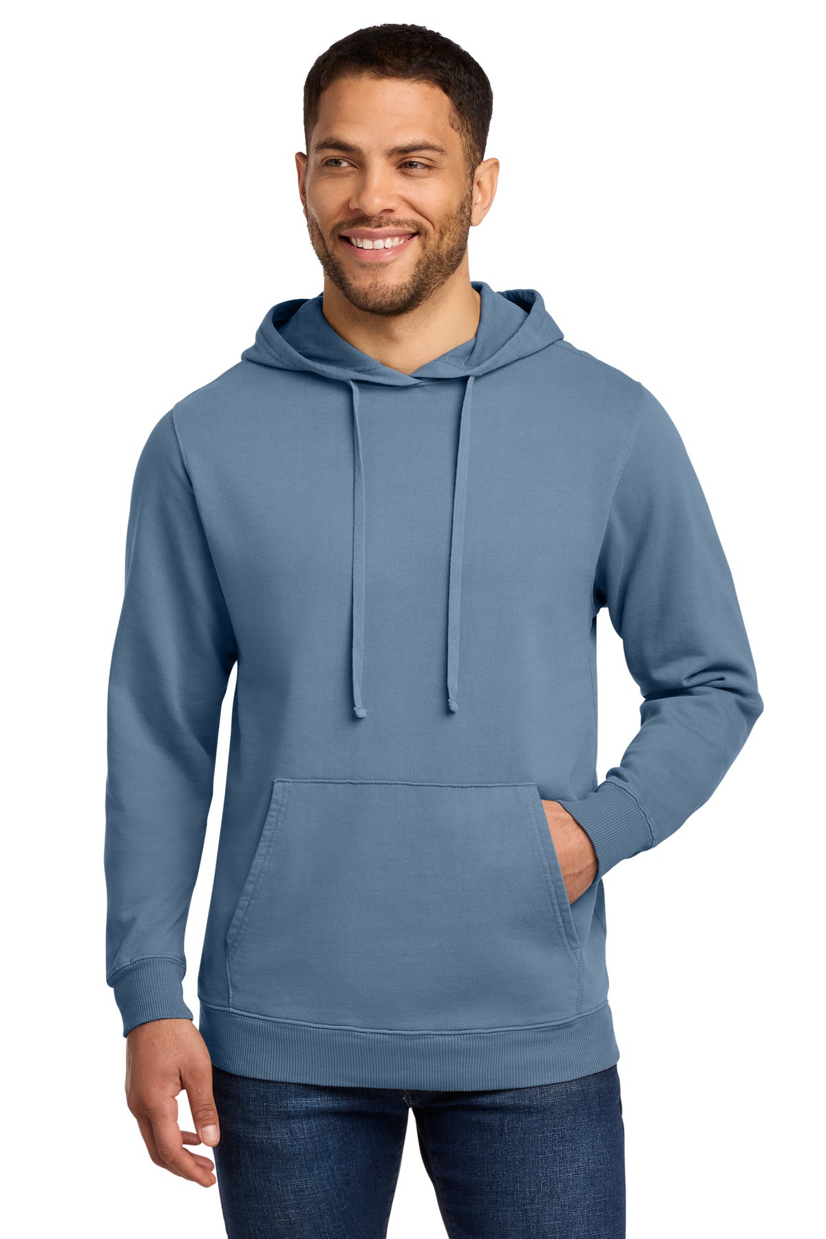 Port & Co Beach Wash Garment-Dyed Pullover Hooded Sweatshirt - Denim Blue