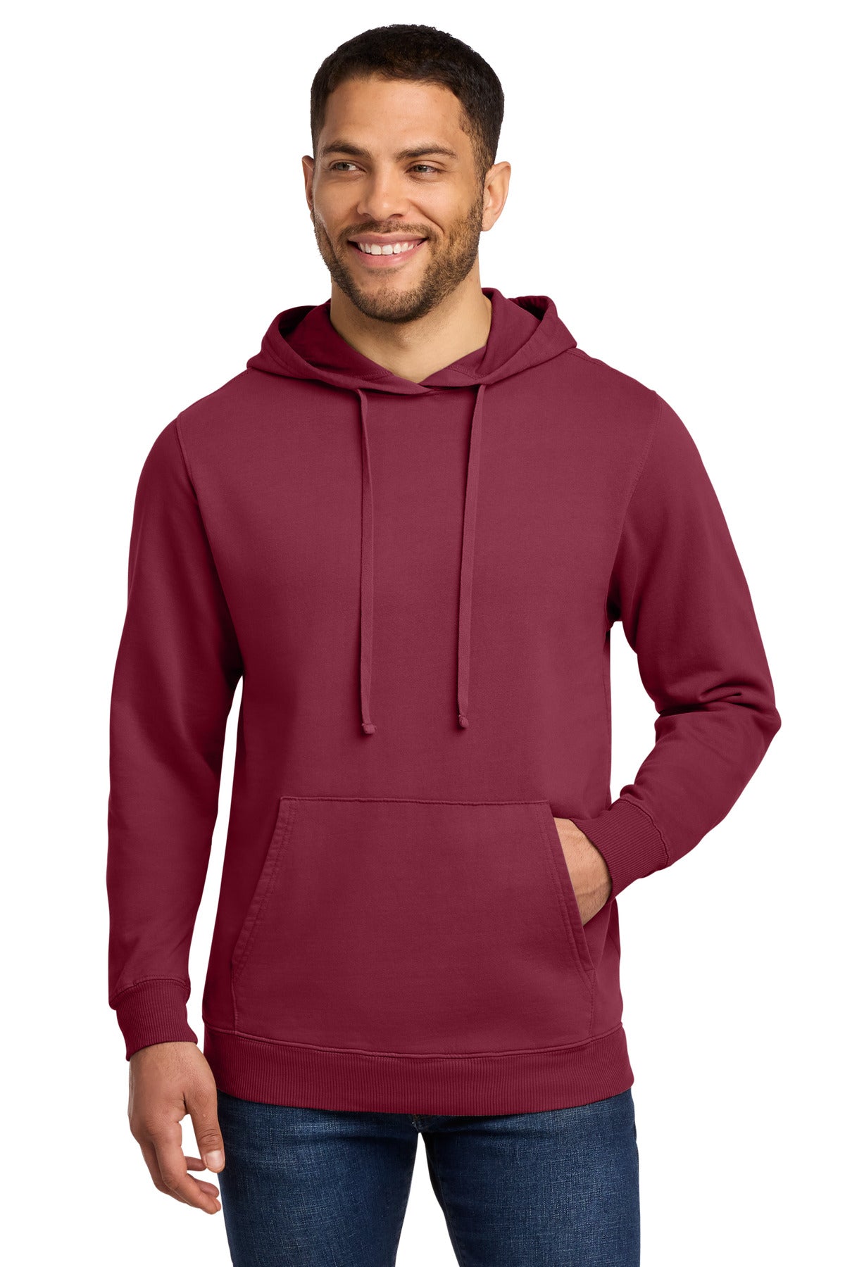 Port & Co Beach Wash Garment-Dyed Pullover Hooded Sweatshirt - Merlot