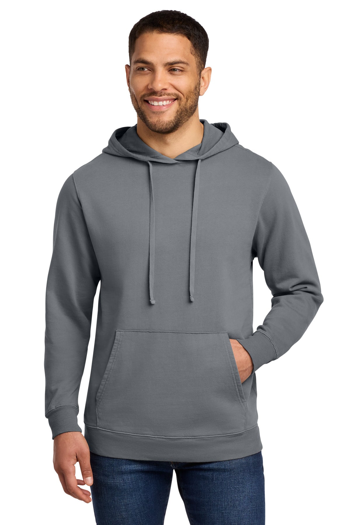 Port & Co Beach Wash Garment-Dyed Pullover Hooded Sweatshirt - Pewter