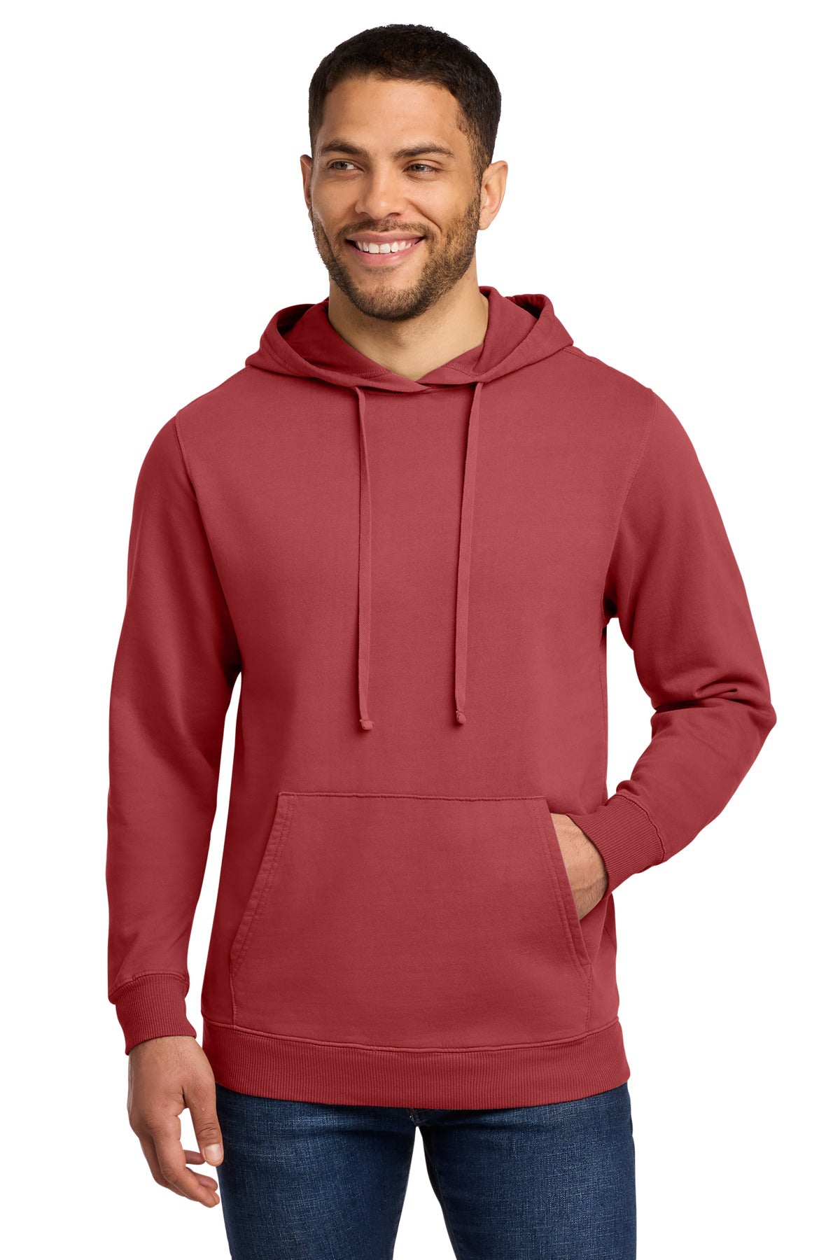 Port & Co Beach Wash Garment-Dyed Pullover Hooded Sweatshirt - Red Rock