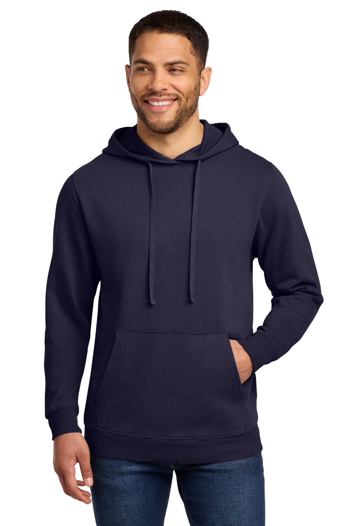 Port & Co Beach Wash Garment-Dyed Pullover Hooded Sweatshirt - True Navy