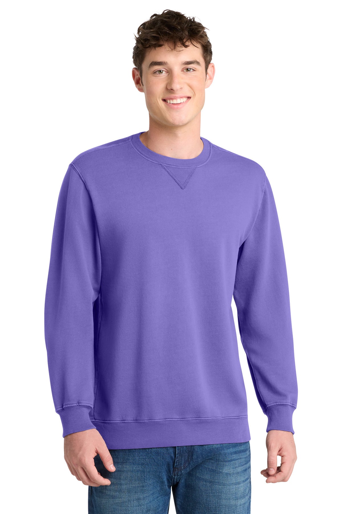 Port & Co Beach Wash Garment-Dyed Crewneck Sweatshirt - Amethyst