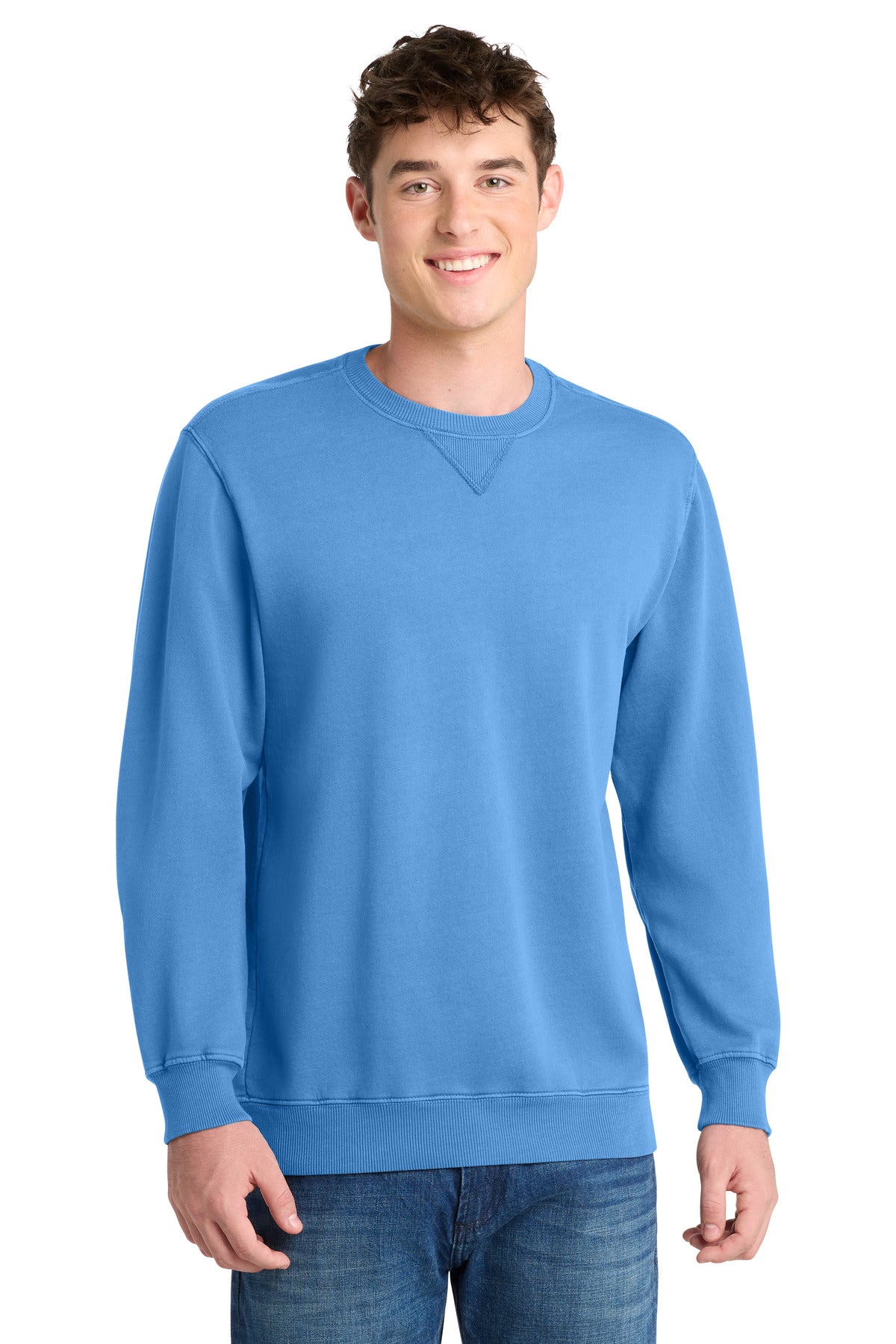 Port & Co Beach Wash Garment-Dyed Crewneck Sweatshirt - Blue Moon