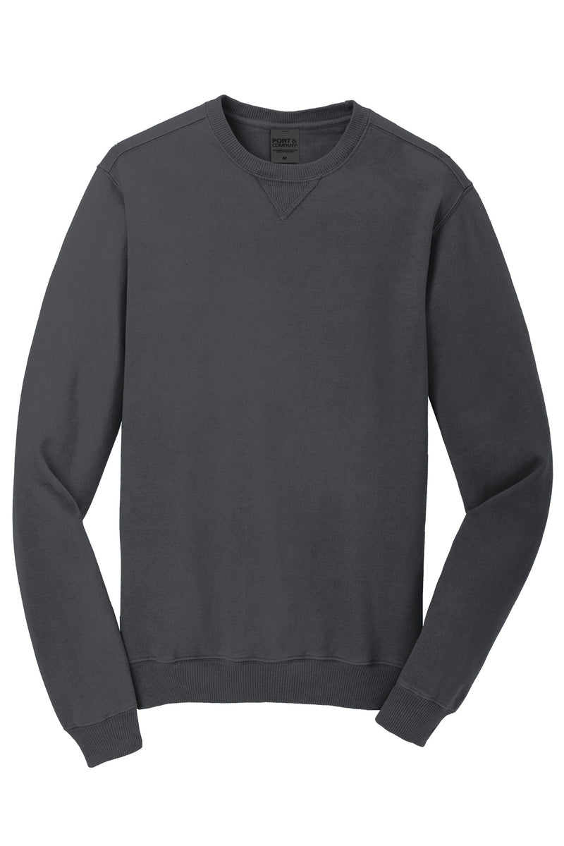 Port & Co Beach Wash Garment-Dyed Crewneck Sweatshirt - Coal