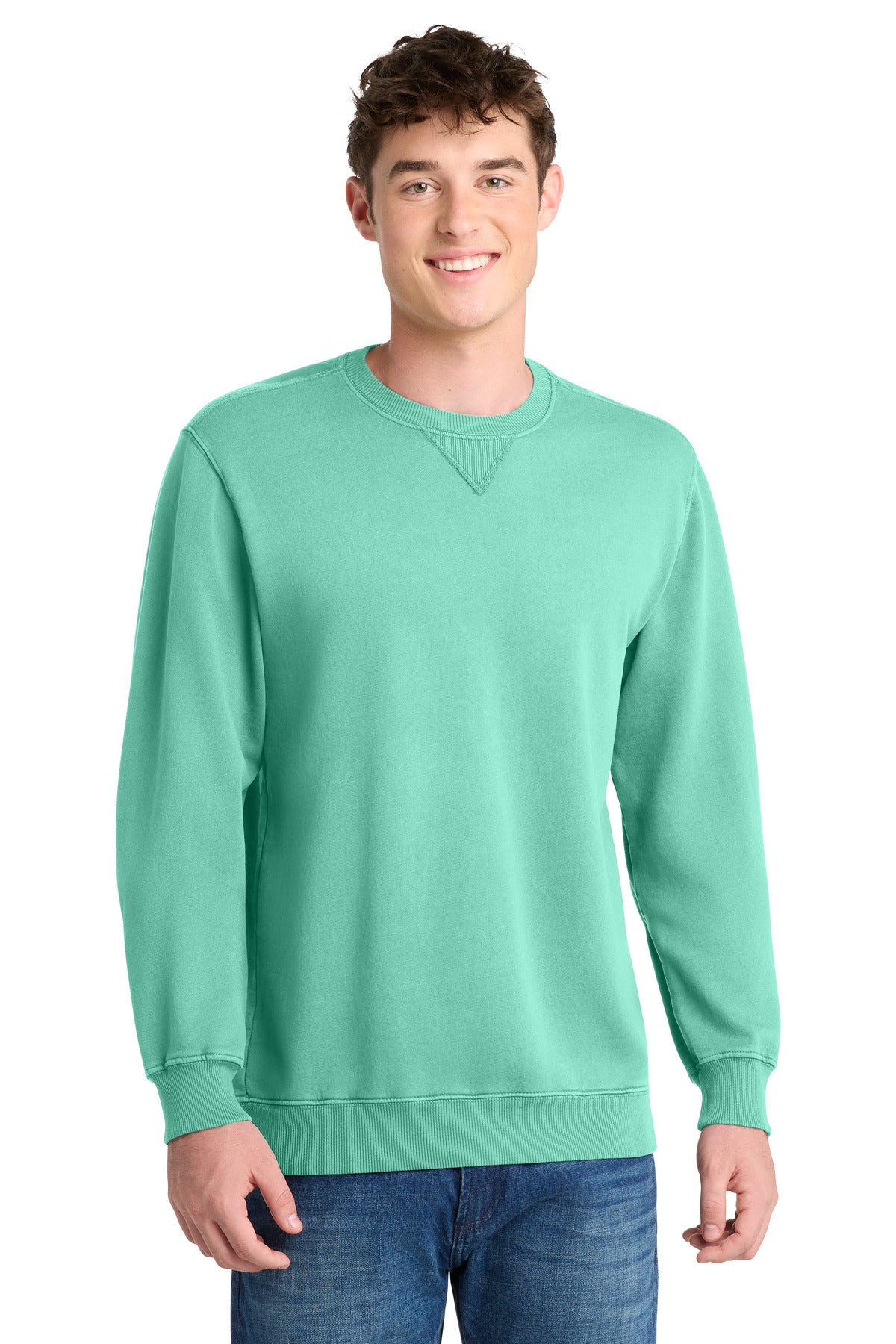 Port & Co Beach Wash Garment-Dyed Crewneck Sweatshirt - Cool Mint