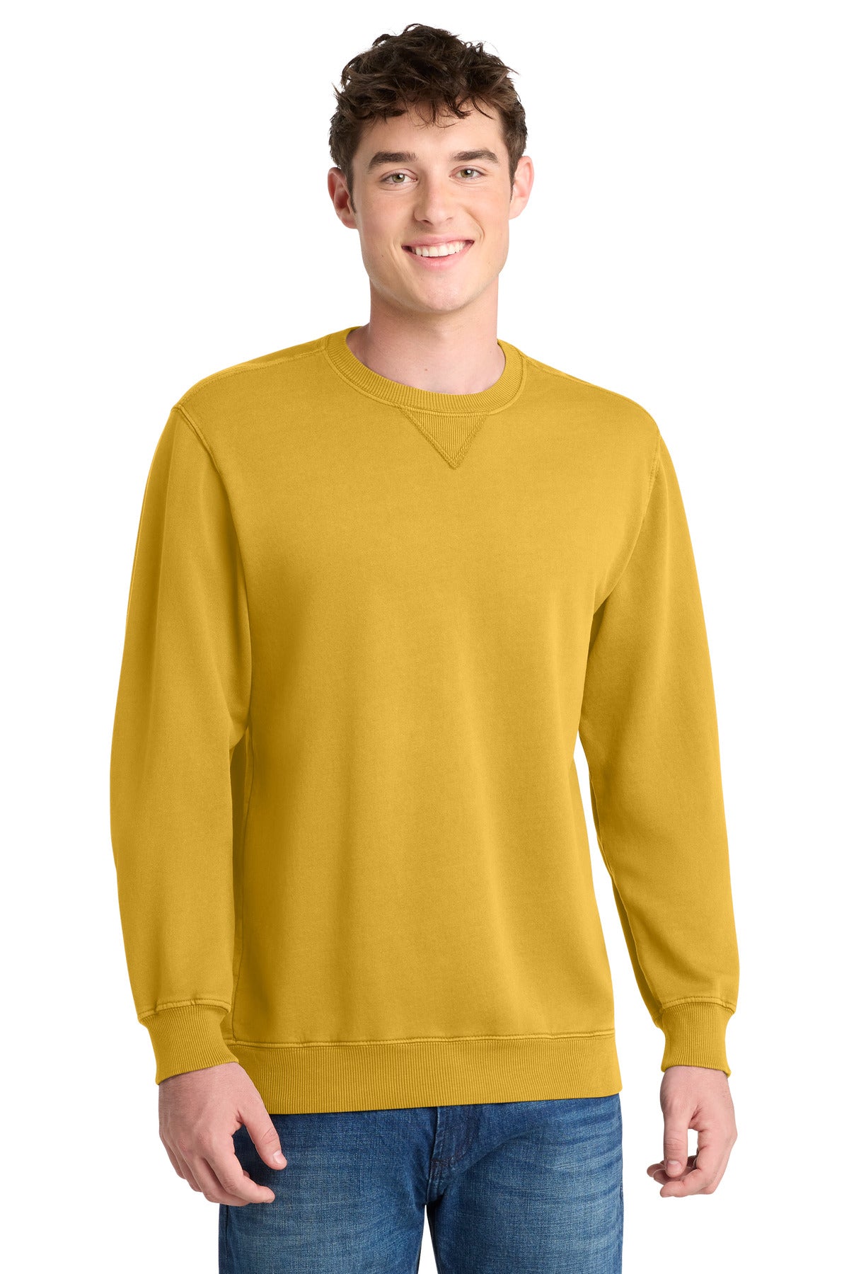 Port & Co Beach Wash Garment-Dyed Crewneck Sweatshirt - Dijon