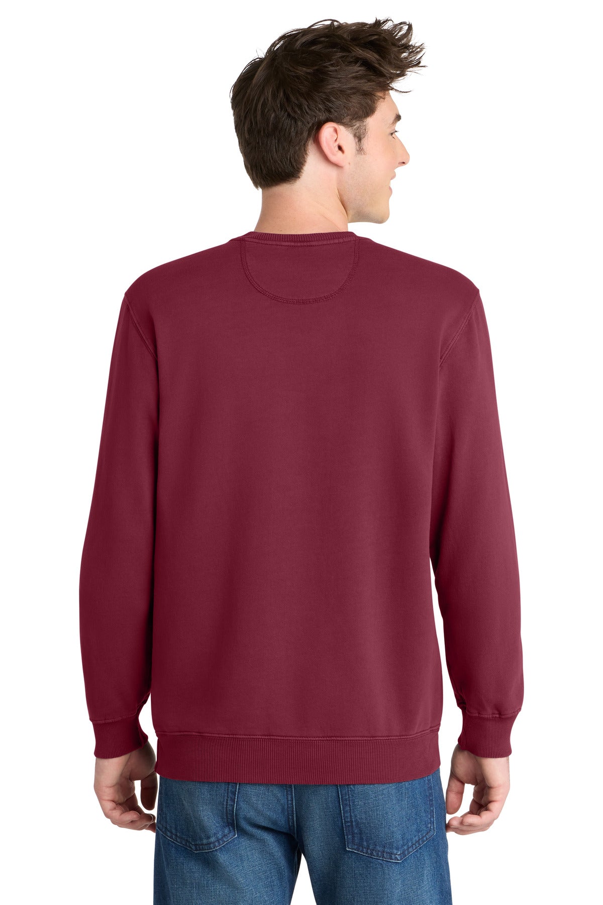 Port & Co Beach Wash Garment-Dyed Crewneck Sweatshirt - Merlot