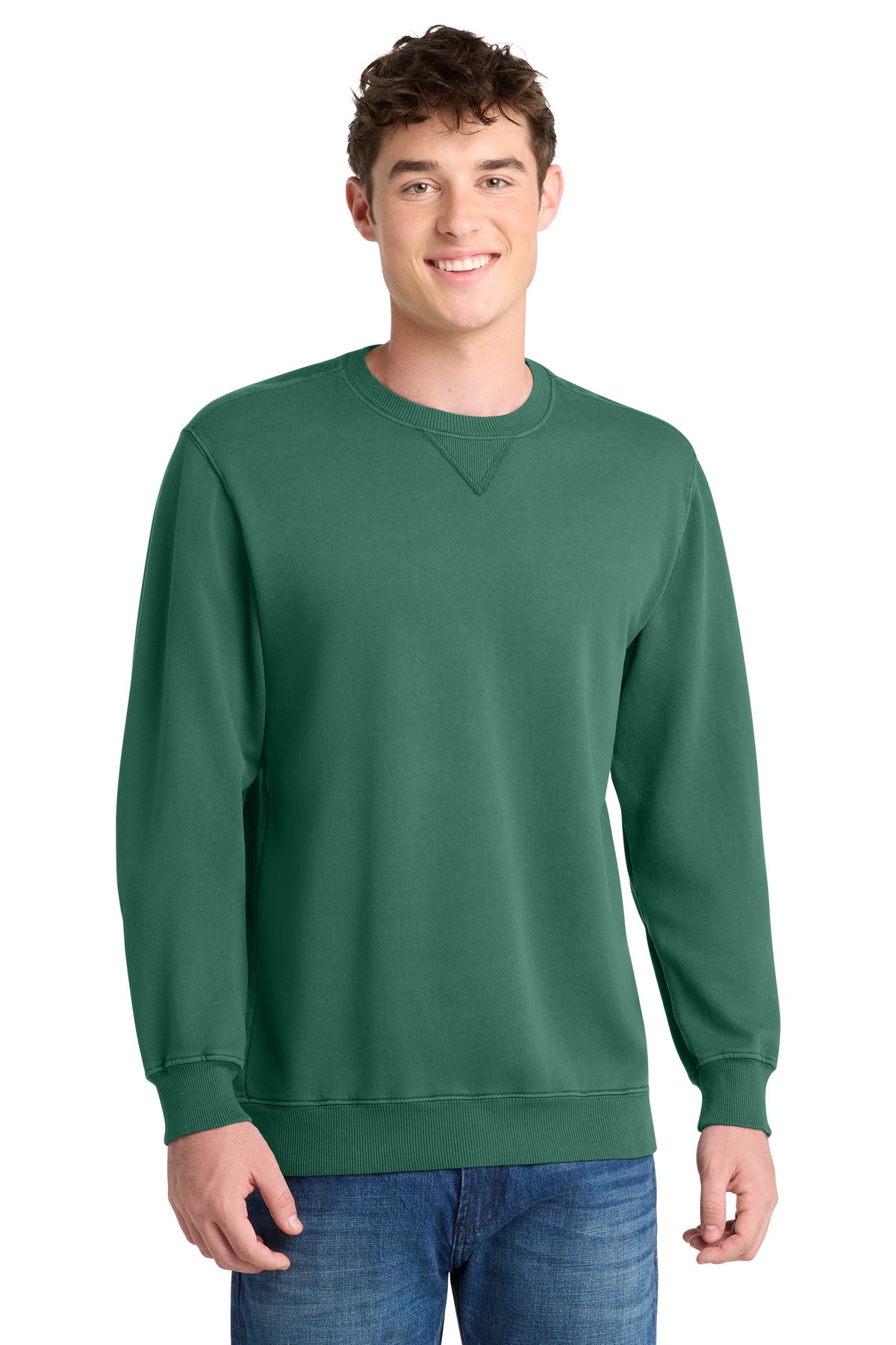 Port & Co Beach Wash Garment-Dyed Crewneck Sweatshirt - Nordic Green