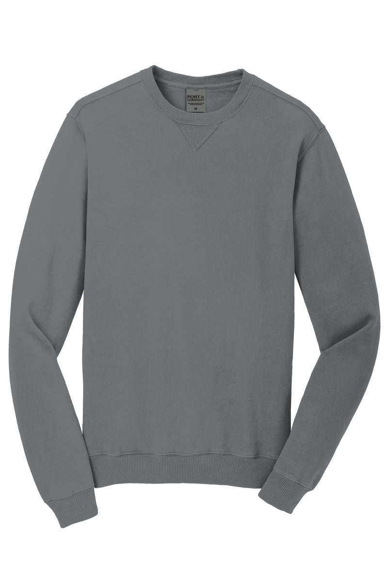 Port & Co Beach Wash Garment-Dyed Crewneck Sweatshirt - Pewter