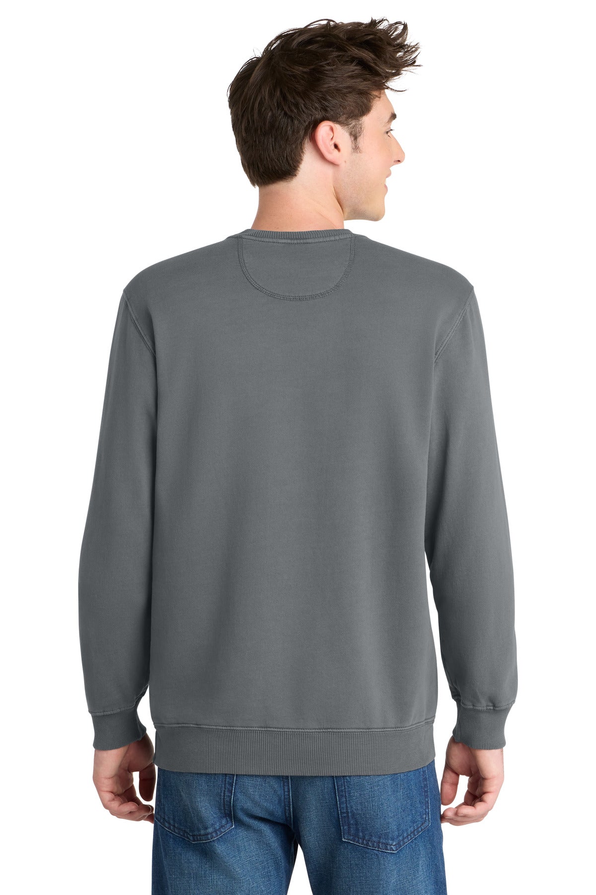 Port & Co Beach Wash Garment-Dyed Crewneck Sweatshirt - Pewter