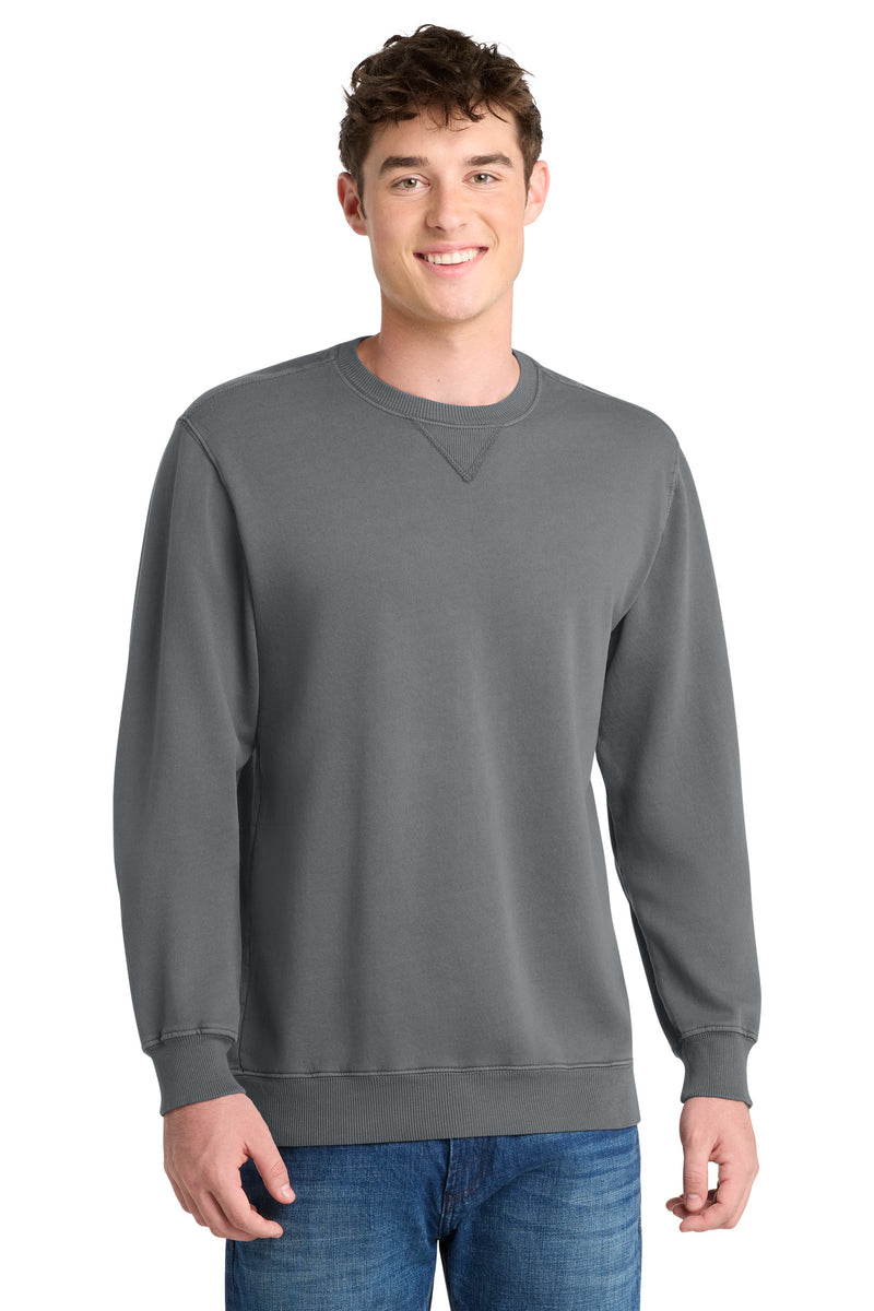 Port & Co Beach Wash Garment-Dyed Crewneck Sweatshirt - Pewter