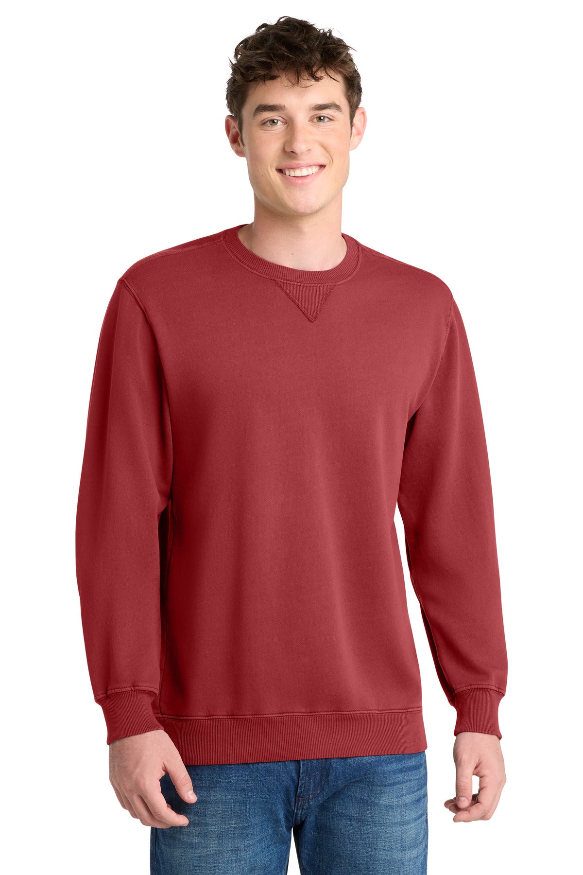 Port & Co Beach Wash Garment-Dyed Crewneck Sweatshirt - Red Rock