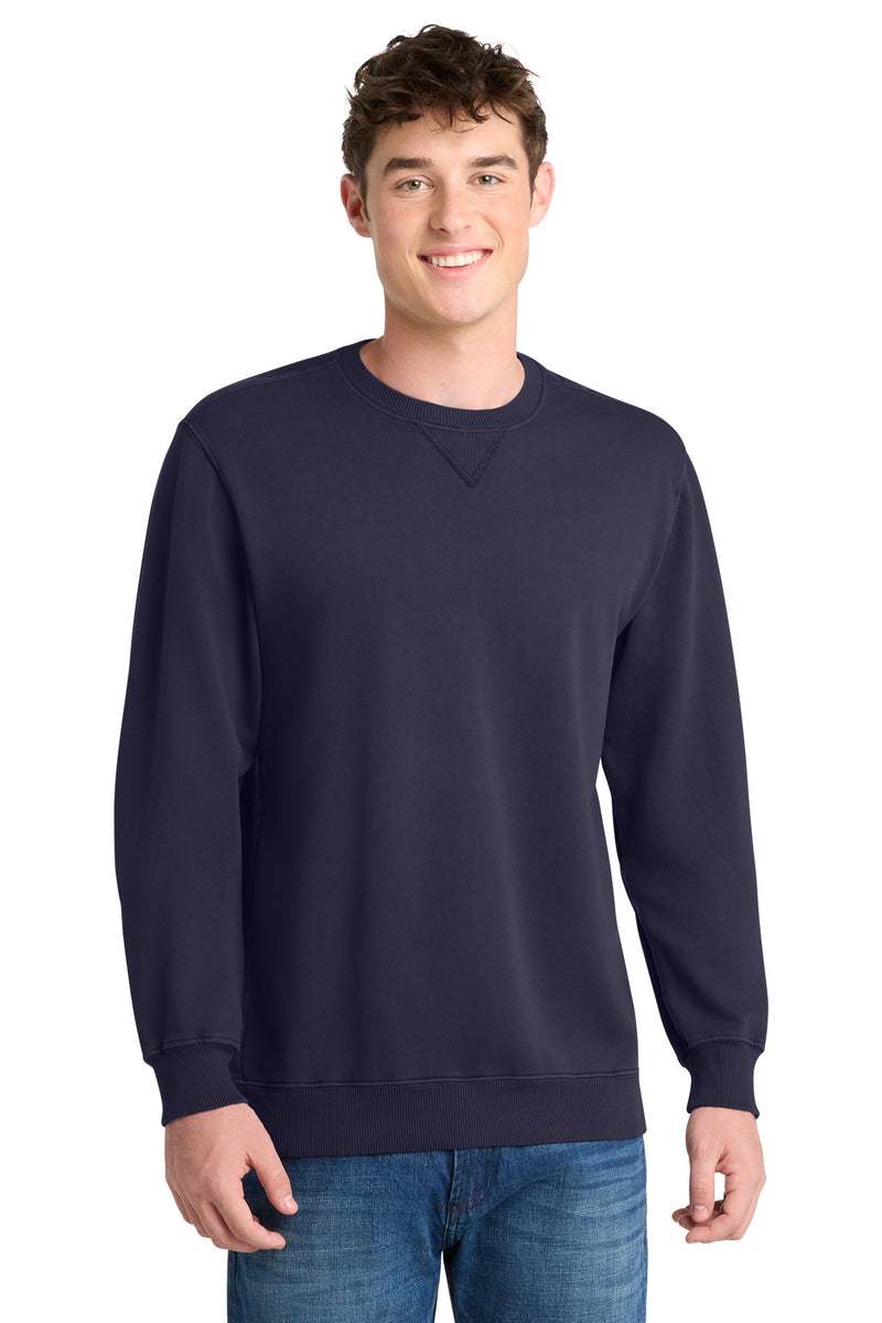 Port & Co Beach Wash Garment-Dyed Crewneck Sweatshirt - True Navy