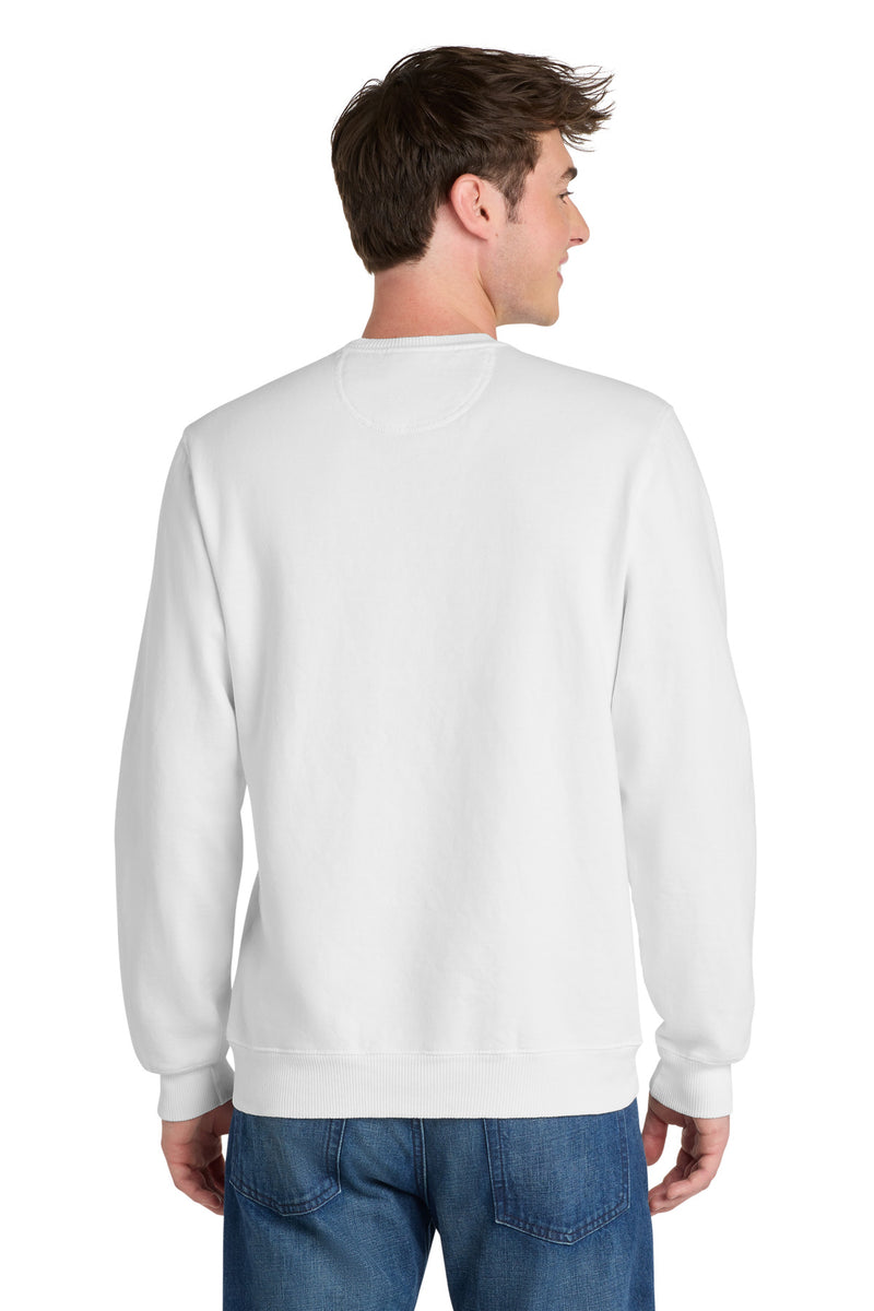 Port & Co Beach Wash Garment-Dyed Crewneck Sweatshirt - White