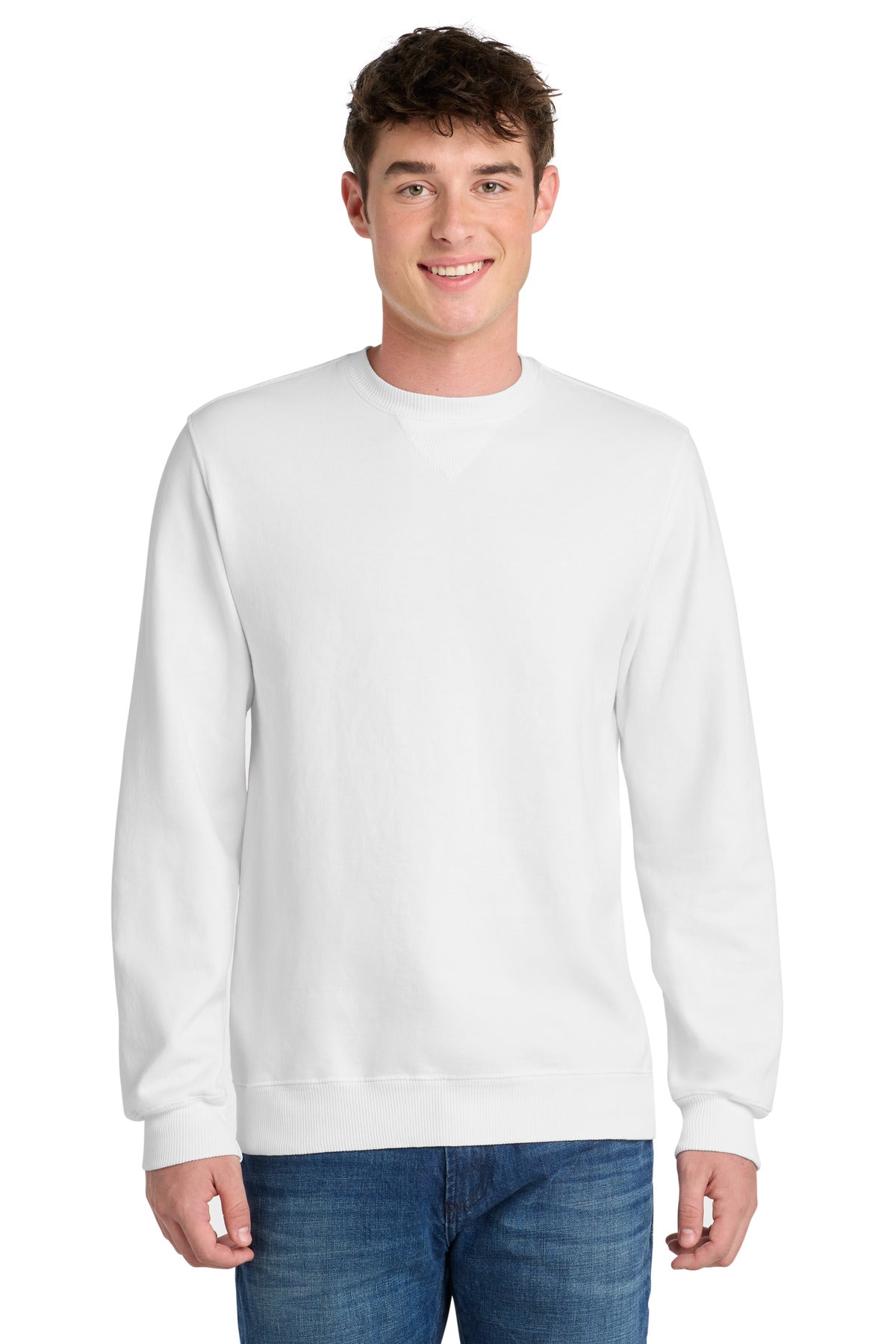 Port & Co Beach Wash Garment-Dyed Crewneck Sweatshirt - White
