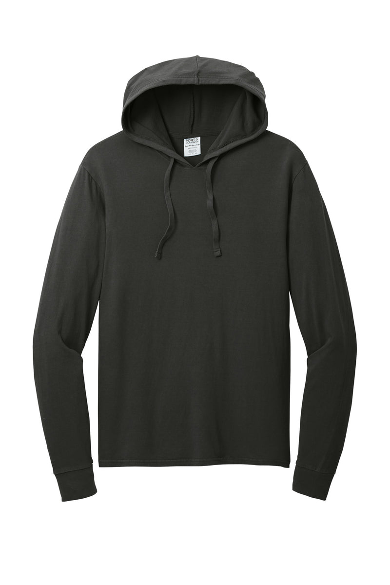 Port & Co Beach Wash Garment-Dyed Pullover Hooded Tee - Black