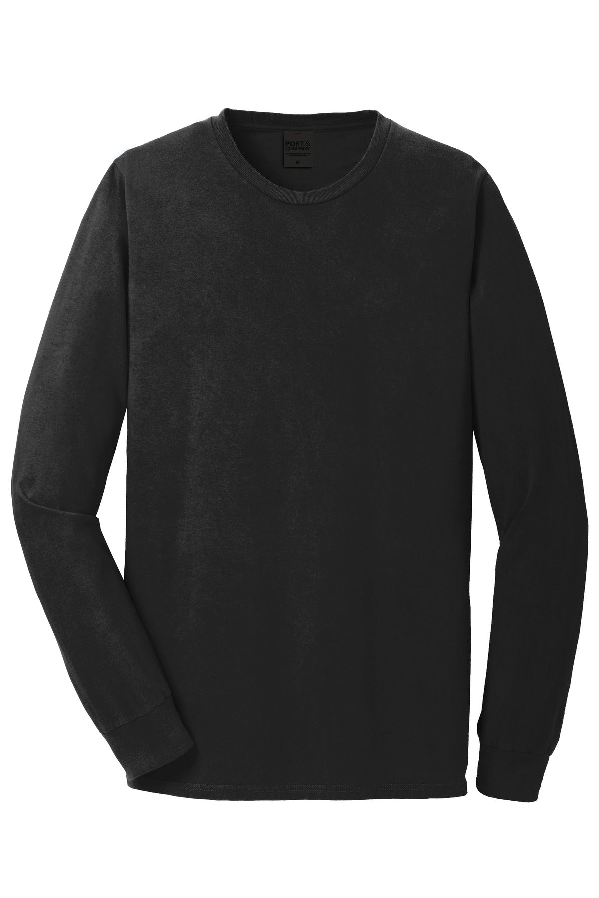 Port & Co Beach Wash Garment-Dyed Long Sleeve Tee - Black