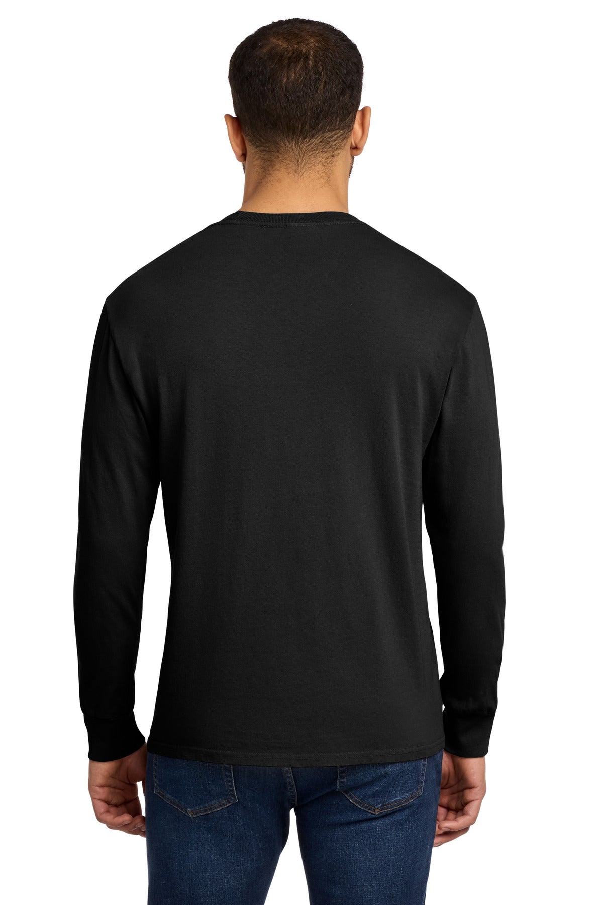 Port & Co Beach Wash Garment-Dyed Long Sleeve Tee - Black