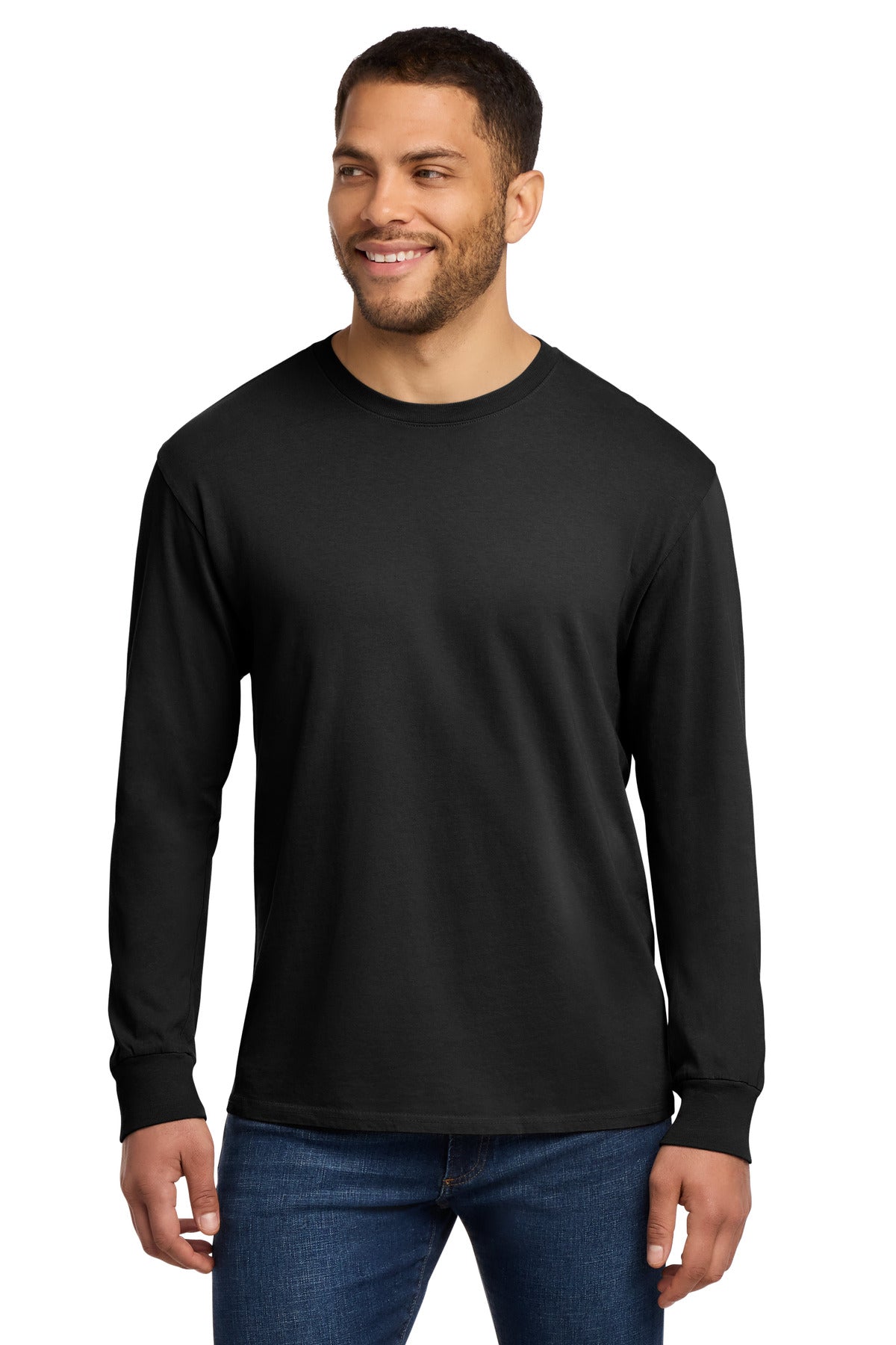 Port & Co Beach Wash Garment-Dyed Long Sleeve Tee - Black