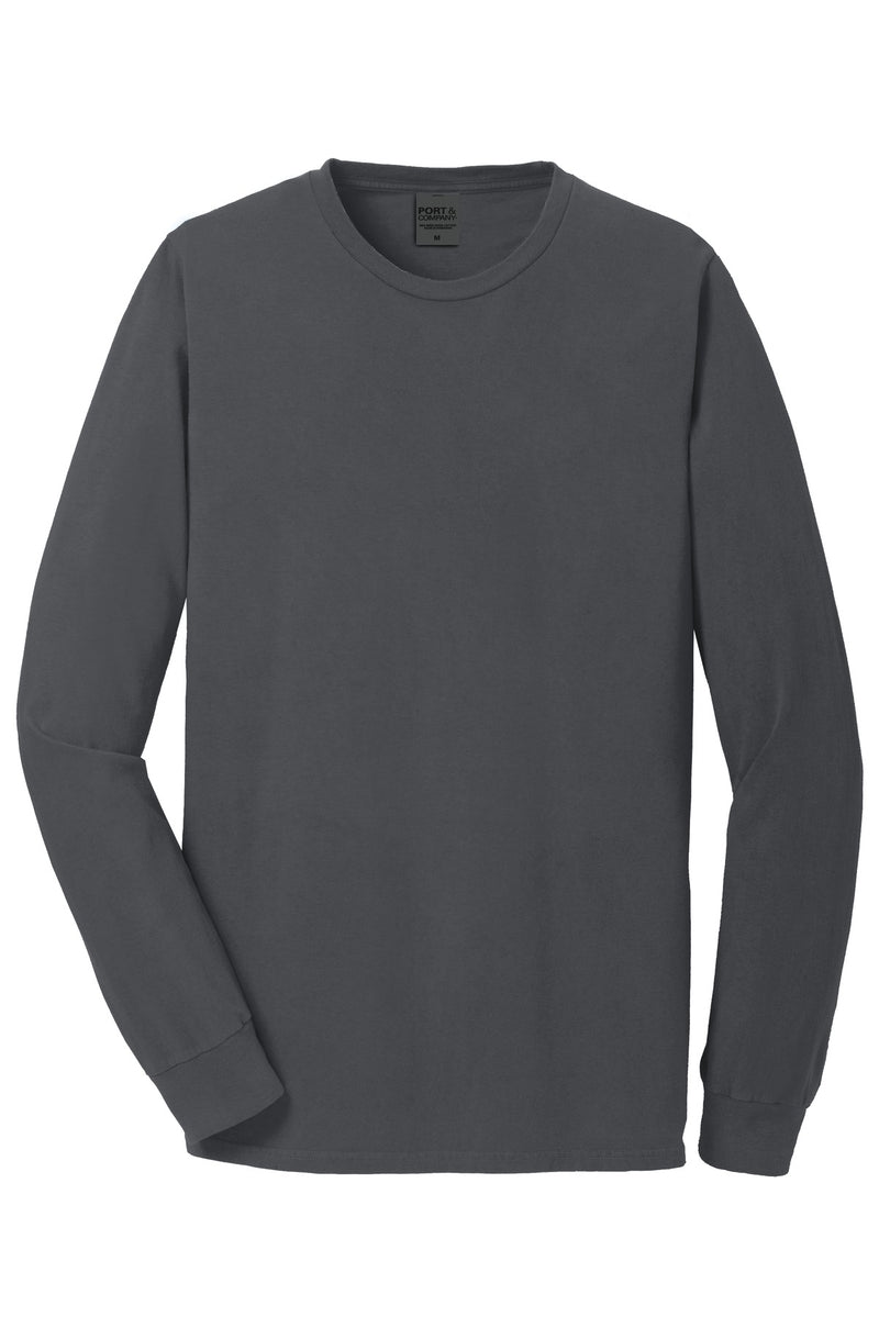 Port & Co Beach Wash Garment-Dyed Long Sleeve Tee - Coal