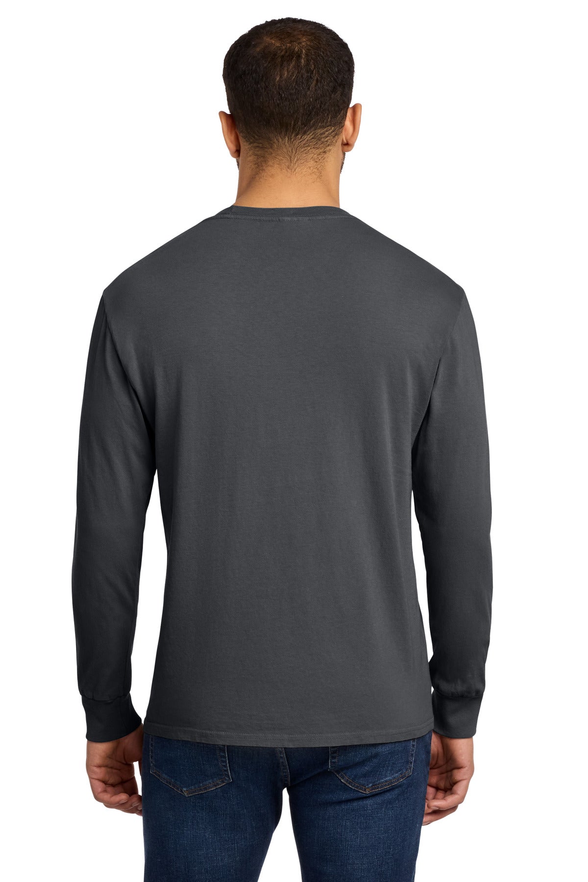 Port & Co Beach Wash Garment-Dyed Long Sleeve Tee - Coal