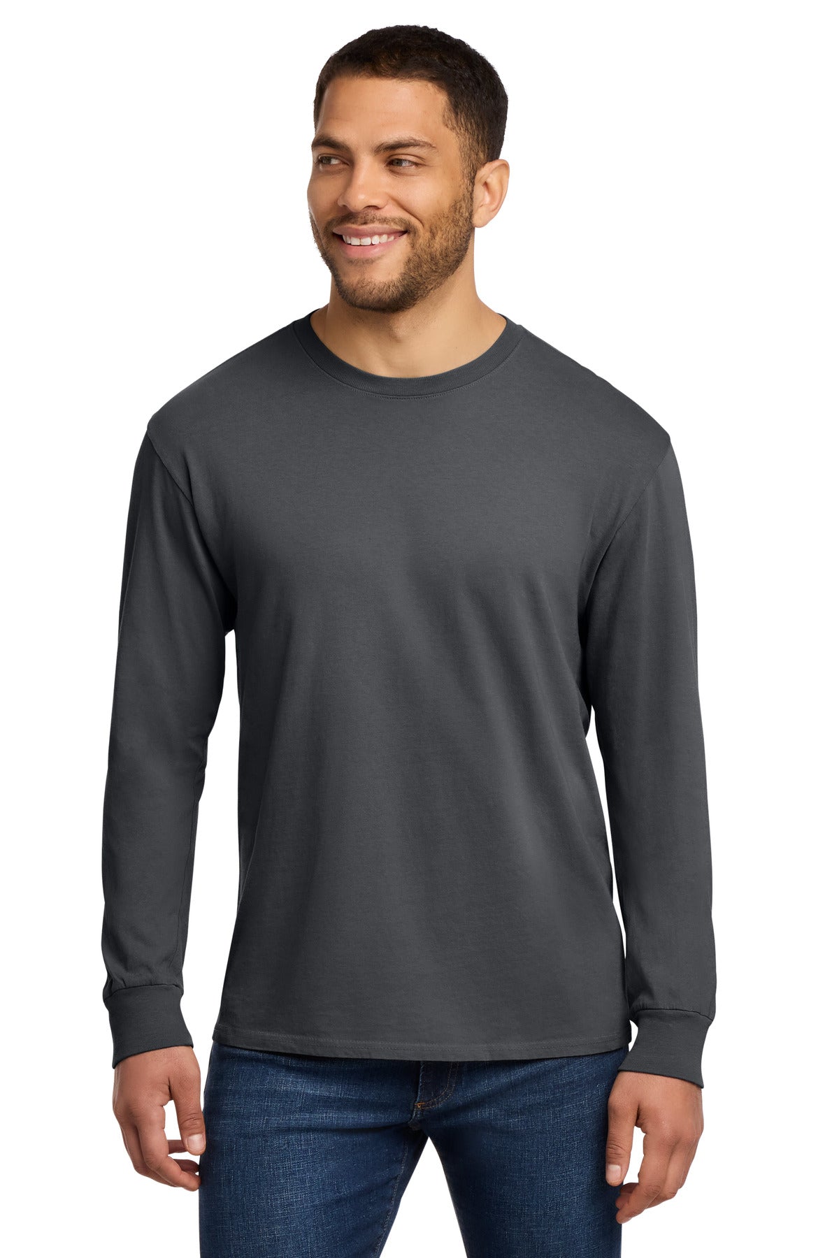 Port & Co Beach Wash Garment-Dyed Long Sleeve Tee - Coal