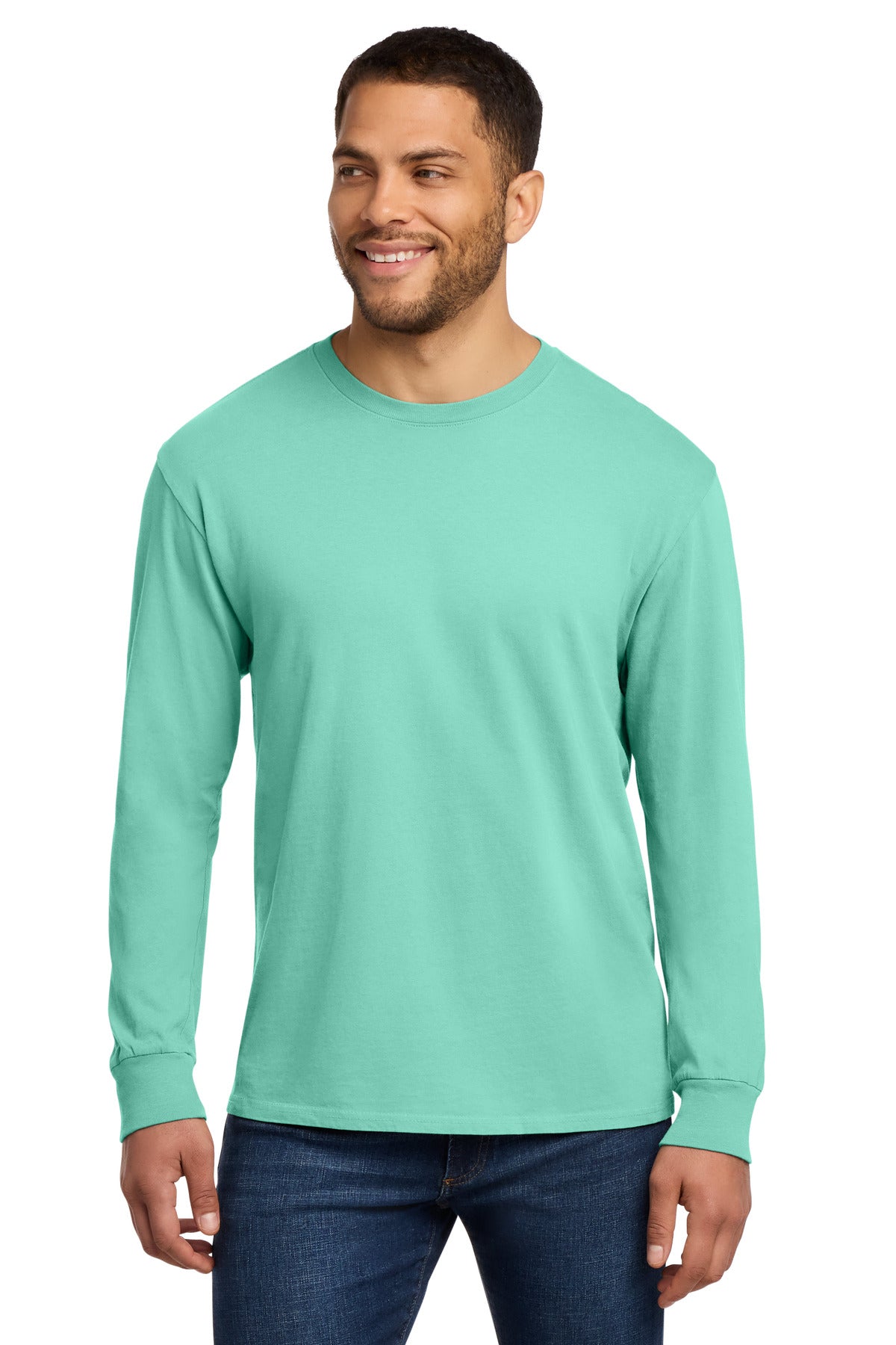 Port & Co Beach Wash Garment-Dyed Long Sleeve Tee - Cool Mint