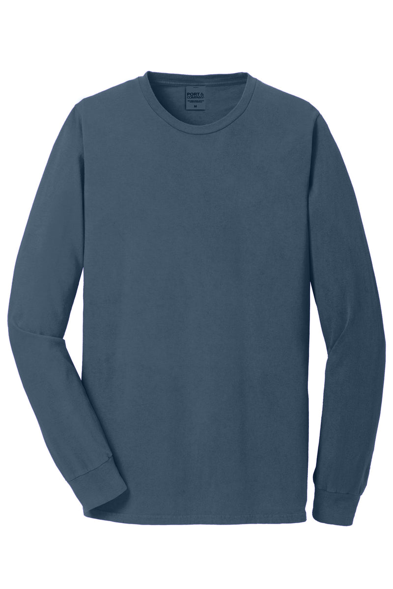 Port & Co Beach Wash Garment-Dyed Long Sleeve Tee - Denim Blue