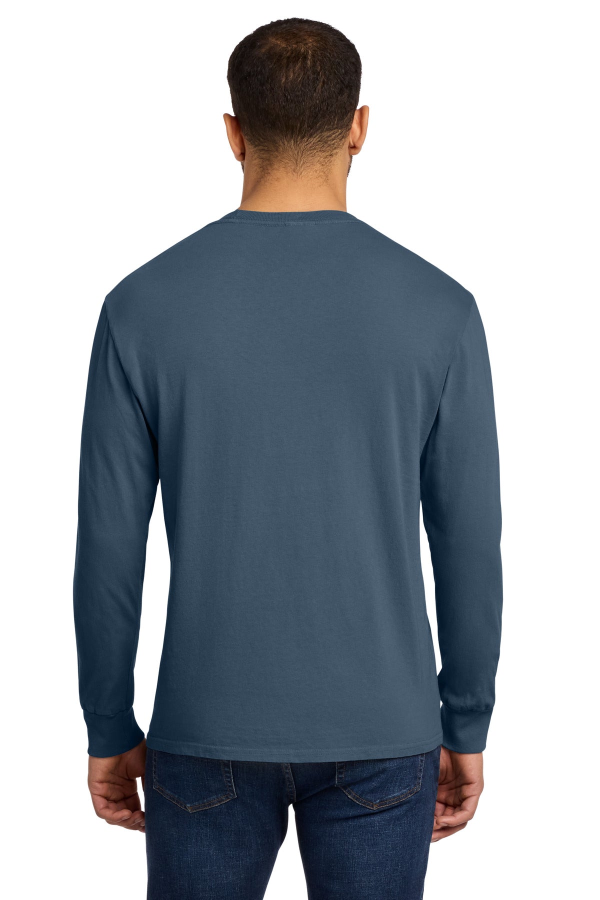 Port & Co Beach Wash Garment-Dyed Long Sleeve Tee - Denim Blue