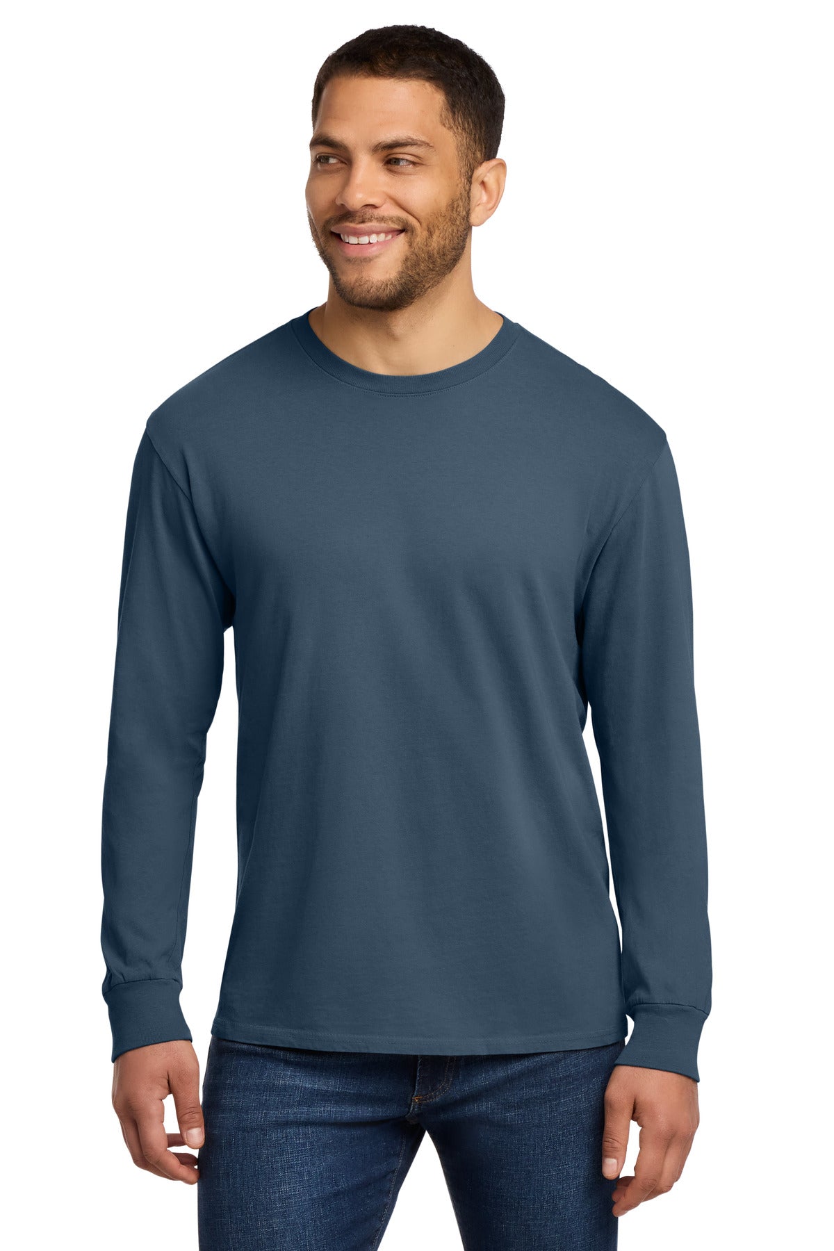 Port & Co Beach Wash Garment-Dyed Long Sleeve Tee - Denim Blue
