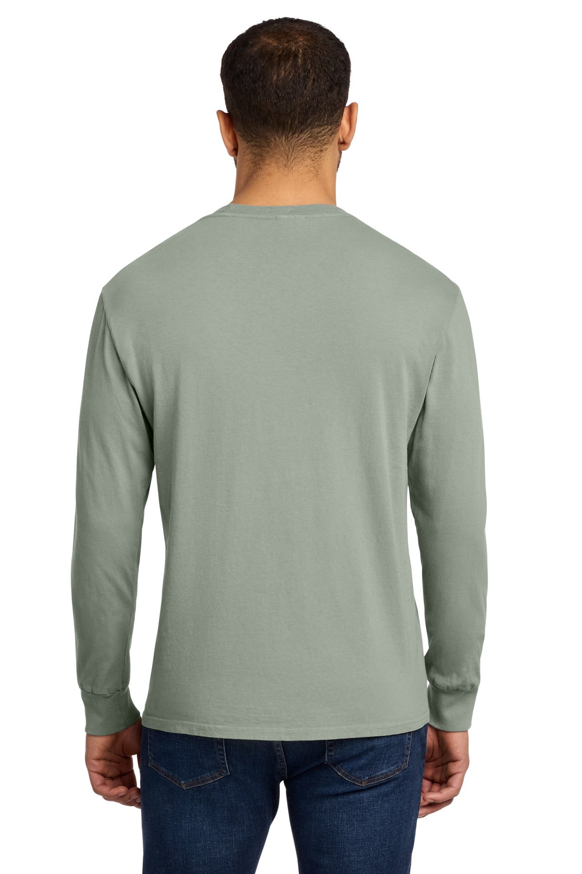 Port & Co Beach Wash Garment-Dyed Long Sleeve Tee - Dove Grey