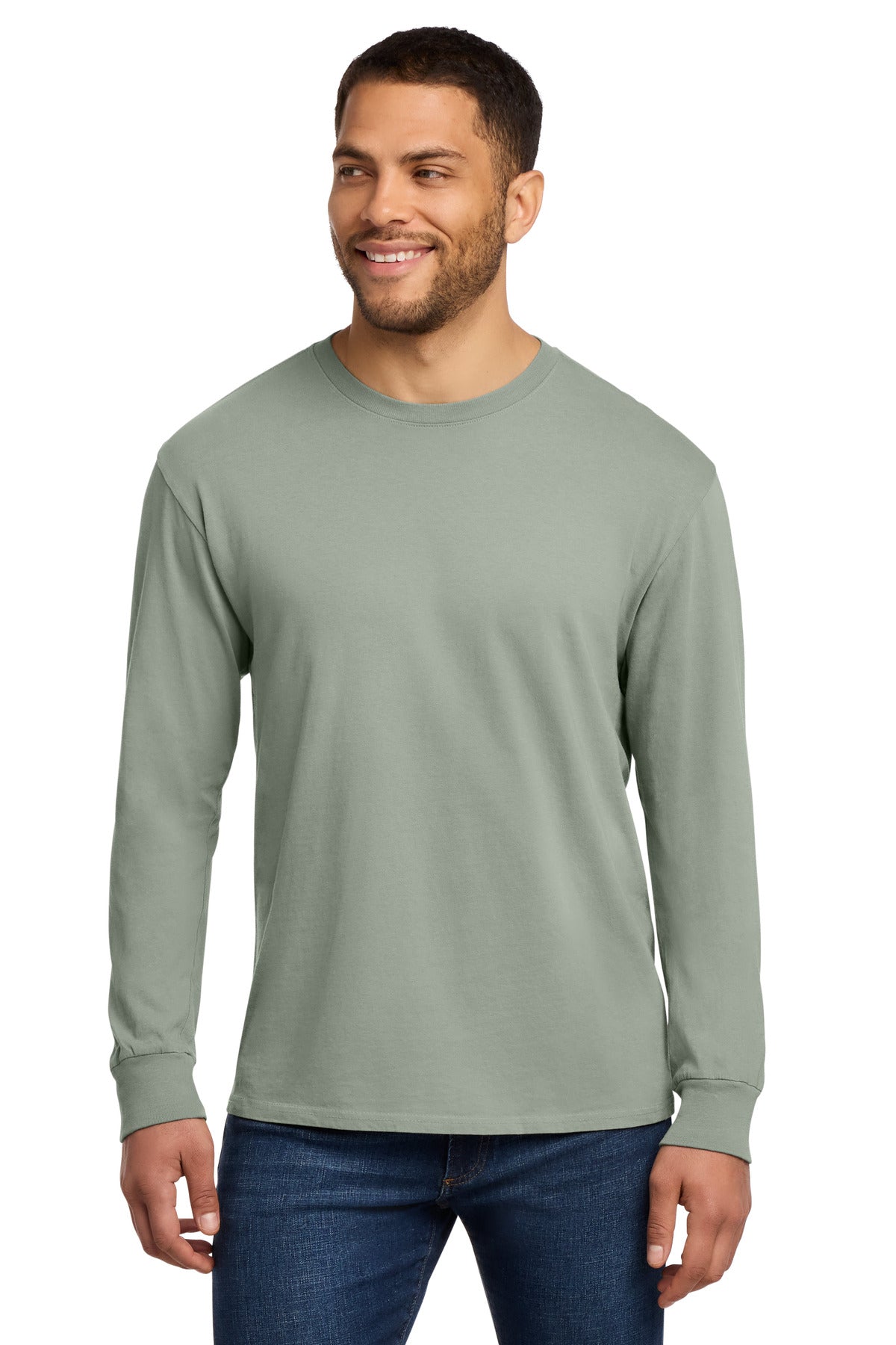 Port & Co Beach Wash Garment-Dyed Long Sleeve Tee - Dove Grey