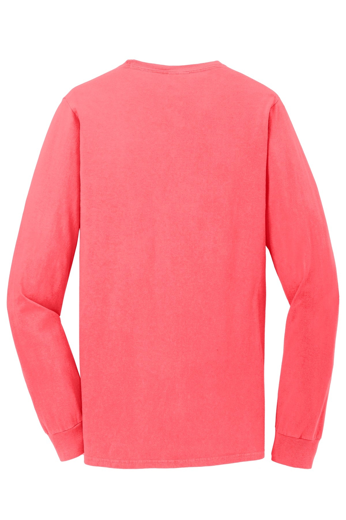 Port & Co Beach Wash Garment-Dyed Long Sleeve Tee - Neon Coral