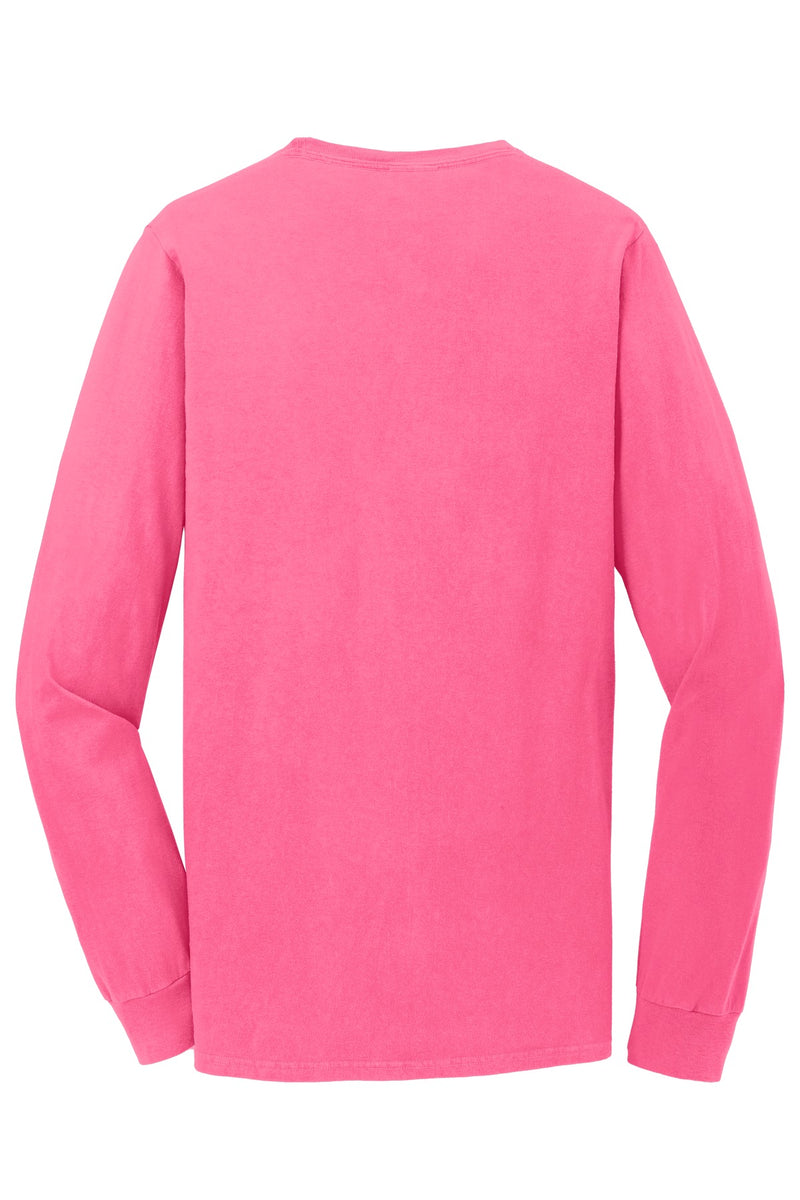 Port & Co Beach Wash Garment-Dyed Long Sleeve Tee - Neon Pink