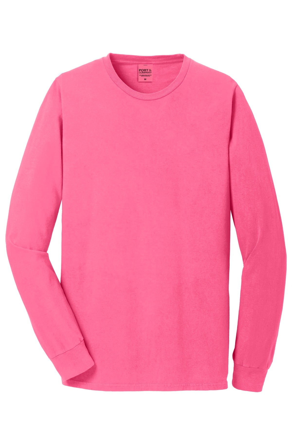 Port & Co Beach Wash Garment-Dyed Long Sleeve Tee - Neon Pink