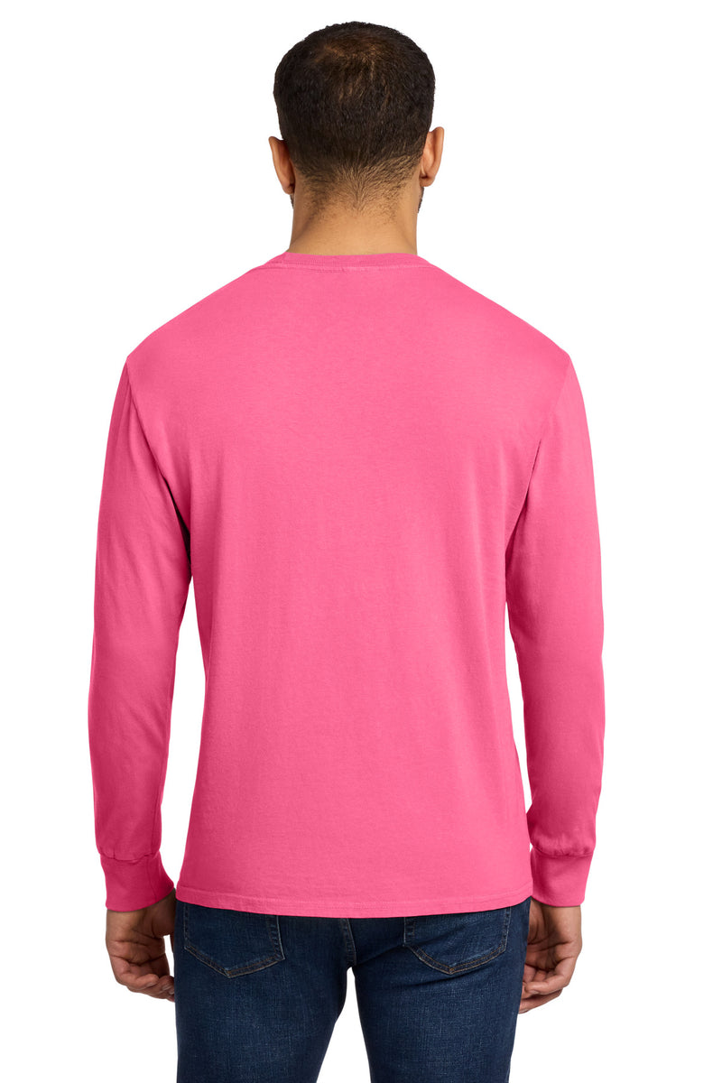 Port & Co Beach Wash Garment-Dyed Long Sleeve Tee - Neon Pink