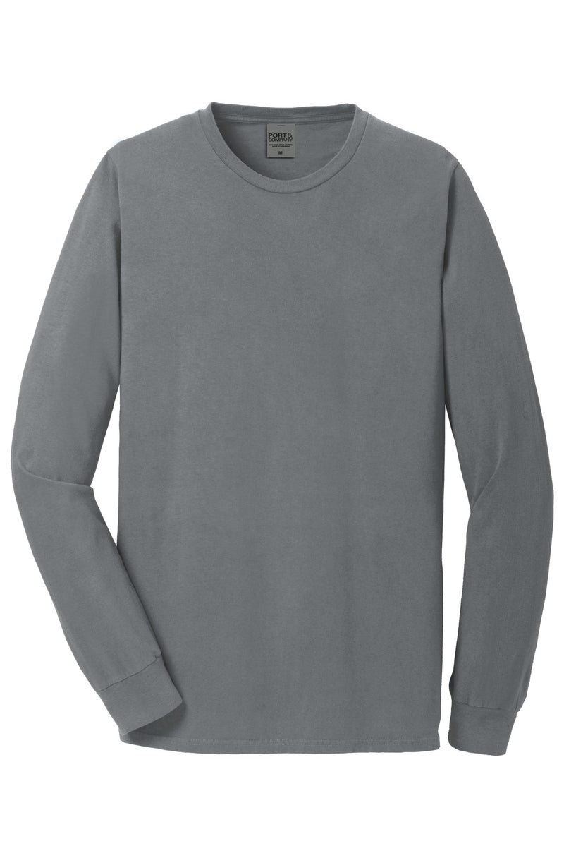 Port & Co Beach Wash Garment-Dyed Long Sleeve Tee - Pewter